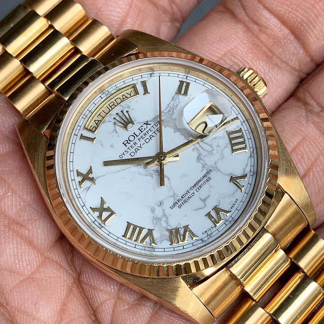 Daily Watchさんのインスタグラム写真 - (Daily WatchInstagram)「Rolex Day-Date with the rare and stunning marble dial 🤩 Photo by @momentumdubai」9月21日 19時59分 - dailywatch
