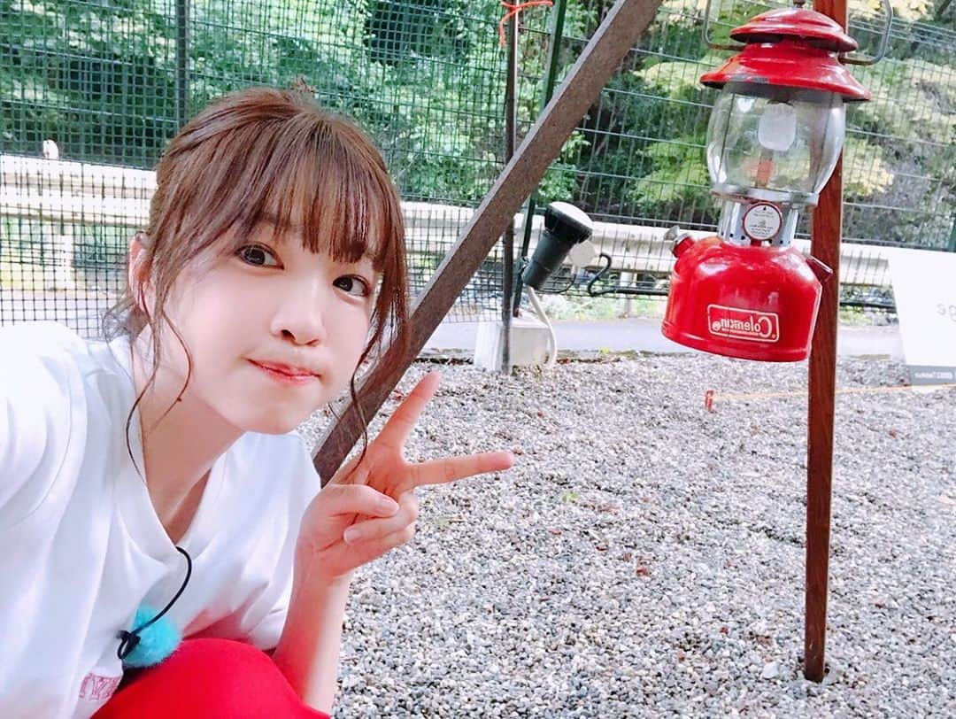 諏訪彩花のインスタグラム：「ただ今！放送＆配信中！！！キャンプってたのしね❤️#CCNet #すわキャン#bbqvillage多度峡」