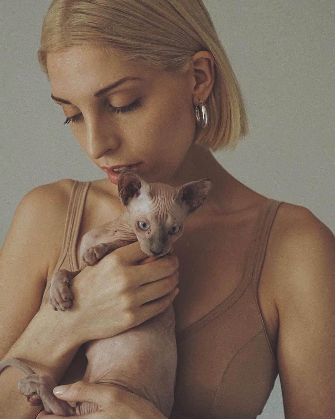 リアンヌのインスタグラム：「First family portrait with Ebi-chan🐱 エビちゃんの初めての撮影!  ファミリーポートレート  Huge thanks to my @lunarsphynxuk family!❤️❤️❤️❤️」