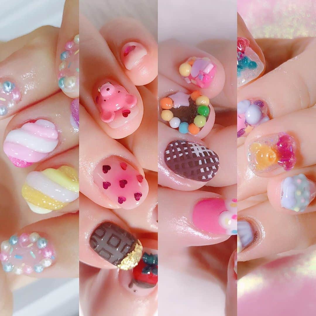 なかやまちえこのインスタグラム：「美味しそうなネイル🍨⠀ ⠀ #nail #nails #nailart #ネイル #美甲 #ネイルアート  #japanesenailart #manucure #japanesenails #manicurist #gelnails #أظافر #네일아트 #미용 #vẽmóng #ゆめかわ #ゆめかわネイル #kawaii #kawaiinails #ファンシーネイル #fancynails @chikachocolat_melty」