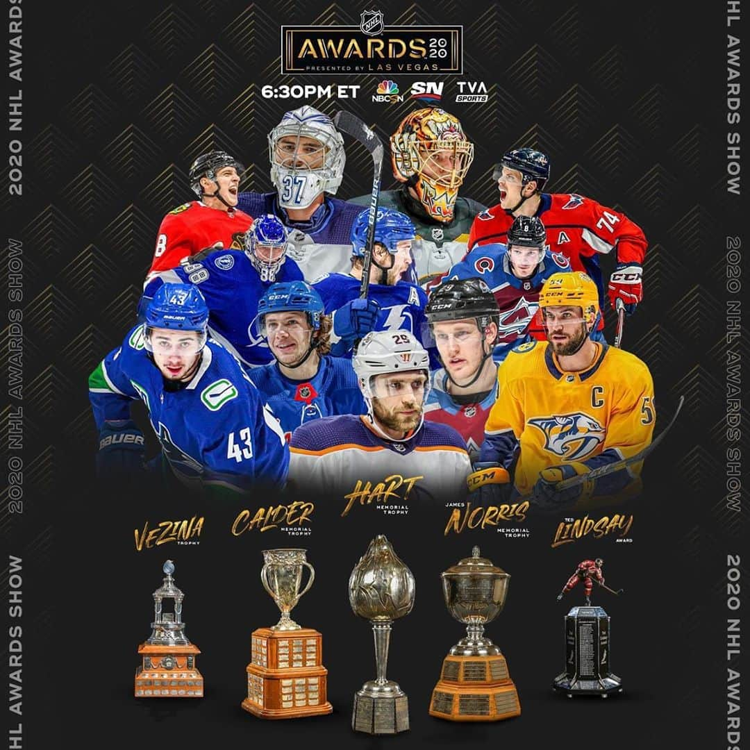 NHLさんのインスタグラム写真 - (NHLInstagram)「Who will take home the final five #NHLAwards ⁉️  Find out tonight at 6:30 ET on @NHLonNBCSports, @Sportsnet and @TVASports.」9月21日 23時42分 - nhl