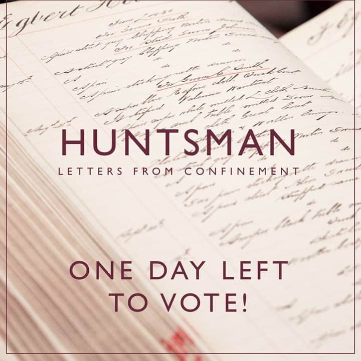 のインスタグラム：「Only 1 day left to vote for your favourite letter in the Huntsman Letters From Confinement Competition! We invite you to read our finalists letters and cast your scores! Vote now via the link in bio. Voting closes tomorrow, 7th October.⁠ ⁠ #lettersfromconfinement #letterwriting #createdontcontaminate #huntsmansavilerow #huntsmannewyork #vote」