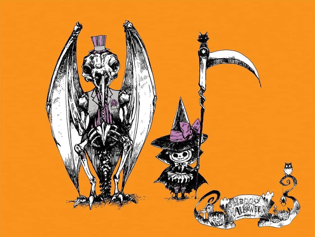 加倉井ミサイルのインスタグラム：「#happyhalloween  #halloween  #warumimi #ワルミミ  #今日のミミちゃん🐏 #todaysmimi🐏 #sofvi #vag22  #medicomtoy #絵本  #manga #cartoon #cartoons  #painting #illustration #art #artwork #artist #picturebooks #Childrensbook #childrenbook #stuffed #softtoy #softtoys #stuffedanimals #stuffedsheep  #sheep #happy」