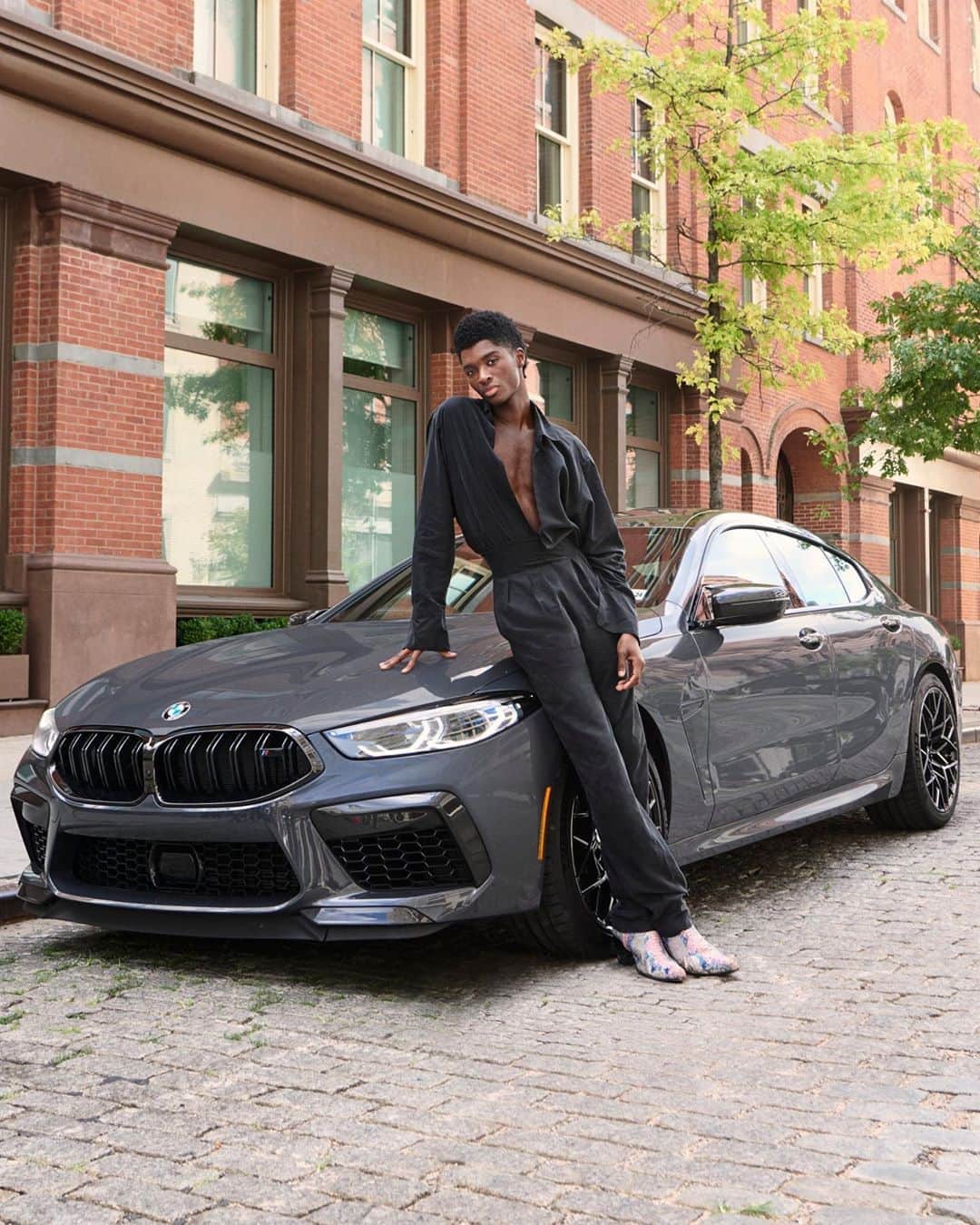 Fashion Weekのインスタグラム：「Start your engine. Model, musician and philanthropist @AltonMason is changing the fashion industry — and world — at full throttle with the @BMWUSA M8 Competition Gran Coupe. #NYFWxBMW #ad」
