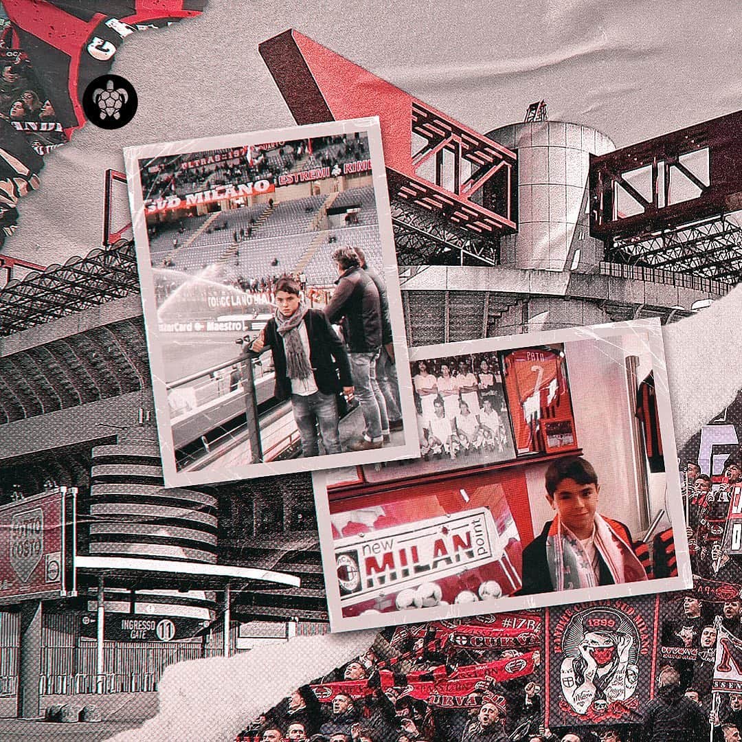 のインスタグラム：「From the stands to the pitch. San Siro 🔴⚫️」