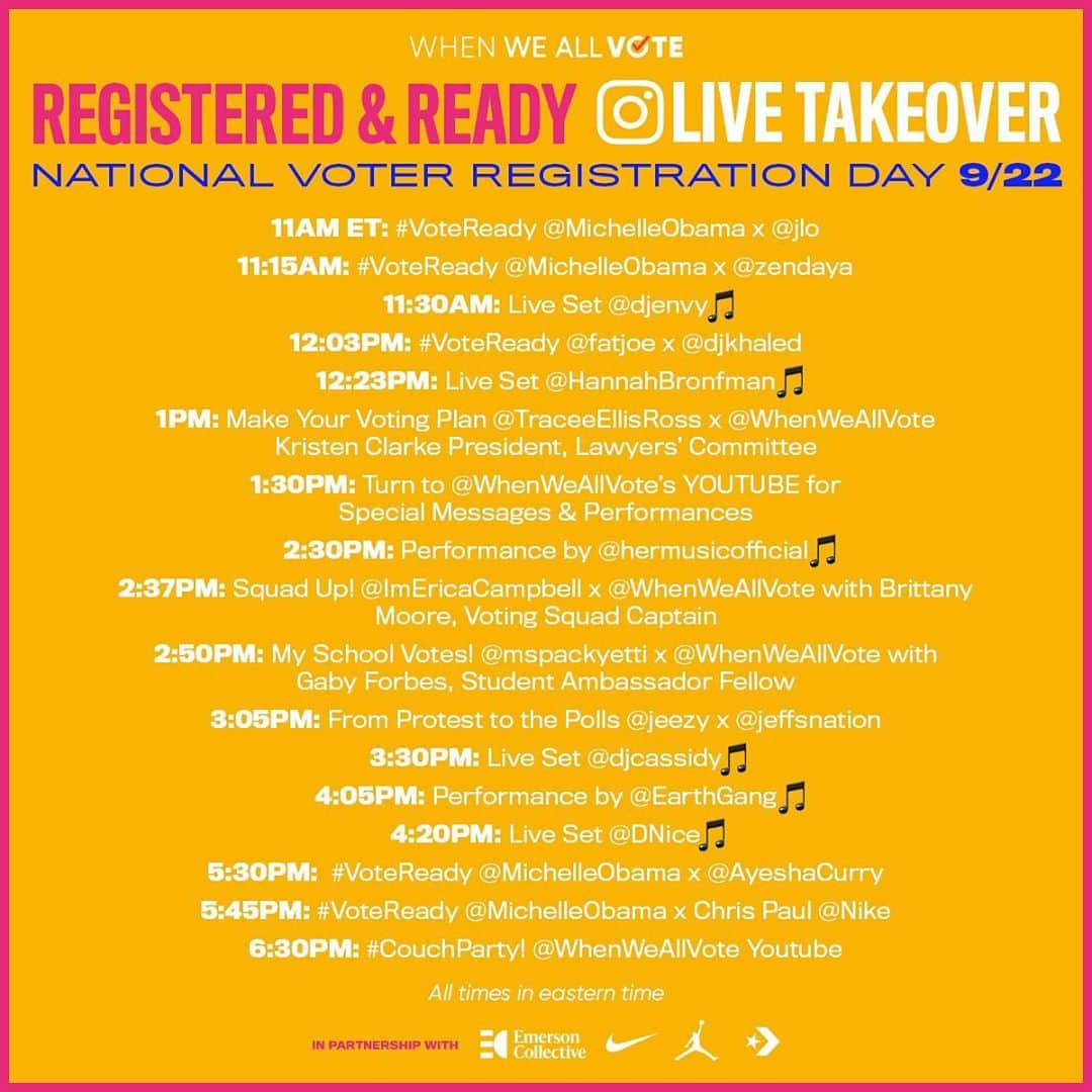 ションダ・ライムズさんのインスタグラム写真 - (ションダ・ライムズInstagram)「NATIONAL VOTER REGISTRATION DAY IS TOMORROW, 9/22 ✨ @whenweallvote’s #VoteReady line-up is HERE. Tag your friends in a comment below to make sure they tune in 🗳」9月22日 7時20分 - shondarhimes