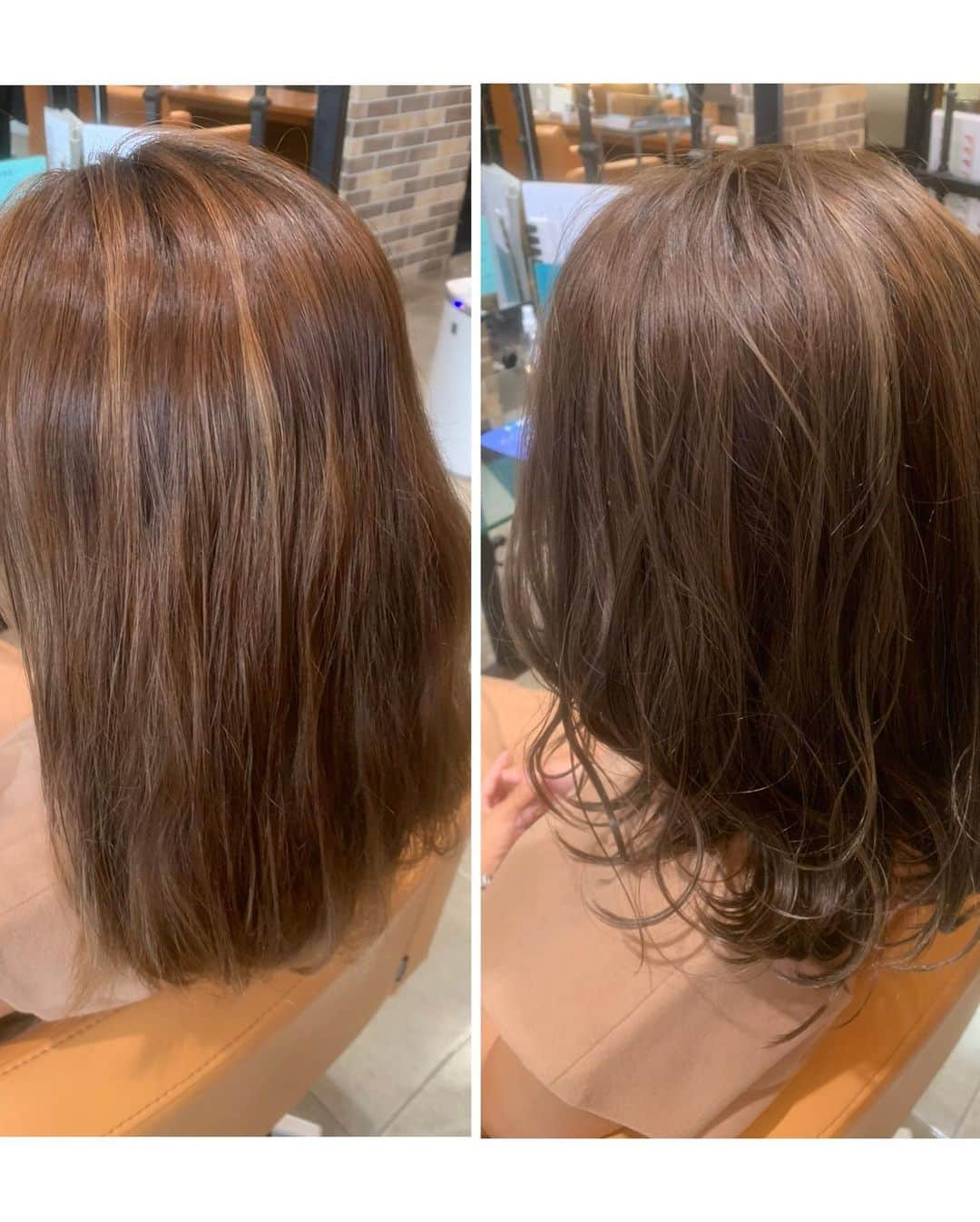 Erikaさんのインスタグラム写真 - (ErikaInstagram)「hair color  2枚目からフィルターなし。 屋内と、外、光の具合で変わるのが好き♡  安定の #イノアカラー  オイルカラーなので、 before after見ても分かるけど、 毛先ダメージだった髪の毛が、 カラーした方が、綺麗、ツヤ、しっとり なるって、 ほんと感動する😭  何日も続く、しっとり感は 髪の毛染めに行くなら 絶対試して見て欲しいー。  広がりやすい髪質の方も、痛みやすいかたも、 あと、頭皮が弱い(肌弱い)かたにもオススメ。  発色もよくて、 @jourkawaramachi  の @yokotakabuchi  さんに お任せですが、 肌に合わせて、調合してもらって毎回 めちゃくちゃ綺麗なカラーになるよ💆🏼‍♀️  ずっとブリーチもお休みしてますが、 カラーだけで透明感ある、艶カラー。 年齢重ねたら、髪のツヤはほんと大事💁‍♀️  イノアカラー  ほんと、おすすめ◎  ┈┈┈┈┈┈┈┈┈┈ #イノアカラー#オイルカラー#ロレアル #オイルグロスカラ―#オイルカラー革命　#collaboration#秋カラー#秋ヘアー#ヘアカラー#ヘアーカラー#hair#haircolor #hairstyles #hairstyle #lorealparis #loreal #inoa#イノア#オイルグロスカラー#ミディアムボブ#アラフォーヘア#アラフォーママ #ツヤ髪#髪ツヤ#艶髪」9月22日 7時20分 - 911erika