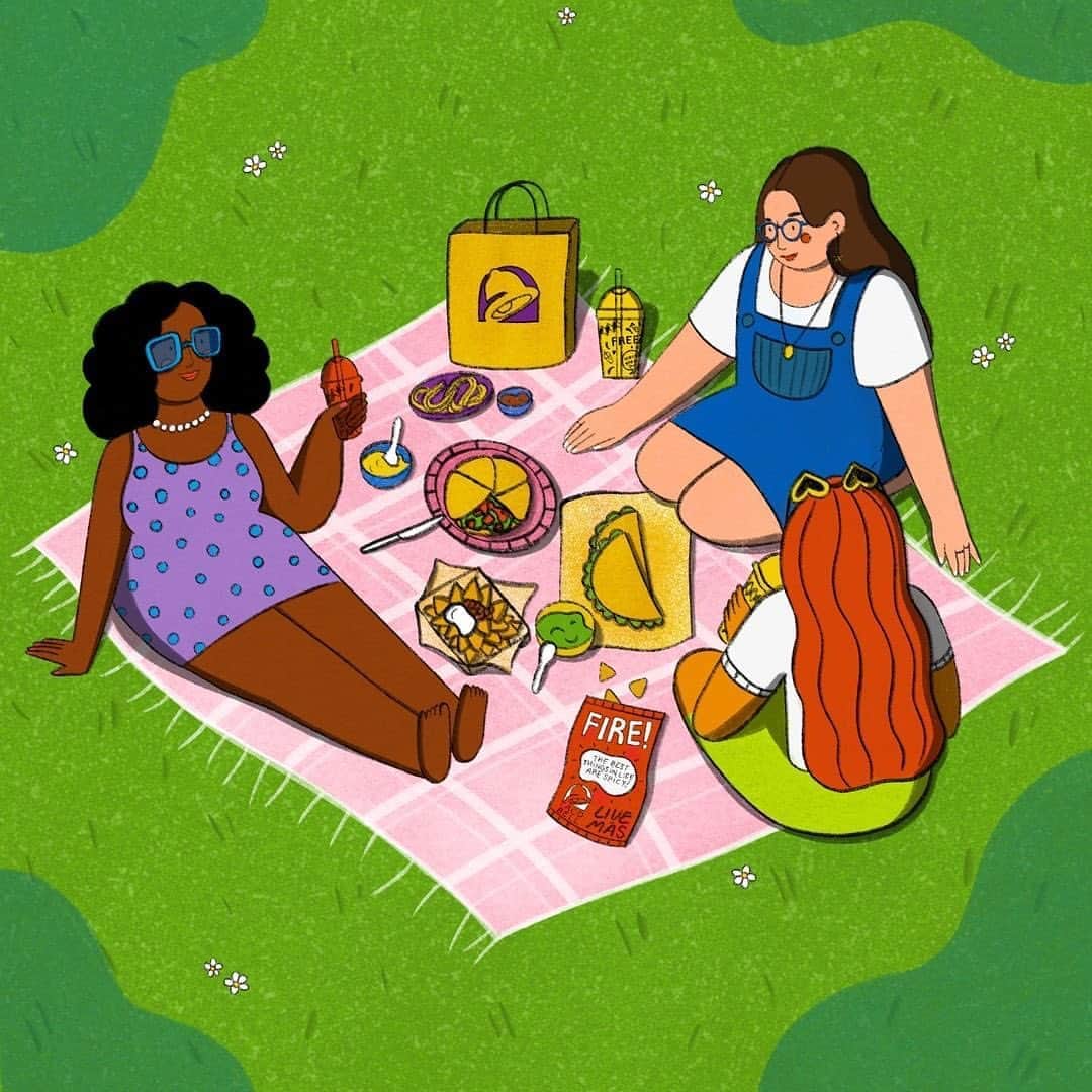 Taco Bellのインスタグラム：「The perfect picnic spread. #TacoBellArt」