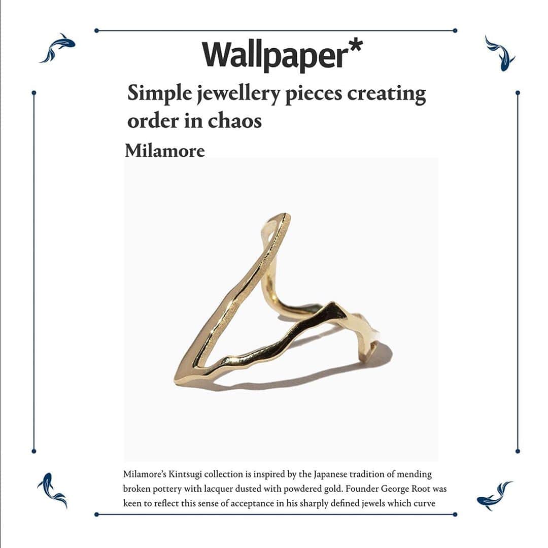 稲木ジョージのインスタグラム：「My little interview on @wallpapermag is out now ✍️ Thanks so much to @_hannahsilver_ and @jessicakiraly 😘💕 デザイン、建築、ファッションに重点を置いたイギリス雑誌の @wallpapermag に取材がアップされましたー🎉金継ぎとはなにか、自分にとってどう @milamorejewelry KINTSUGIコレクションが大切なのかについて、語らさせていただきました😊こうやって金継ぎが徐々に広まっていって嬉しい🥺🥺」