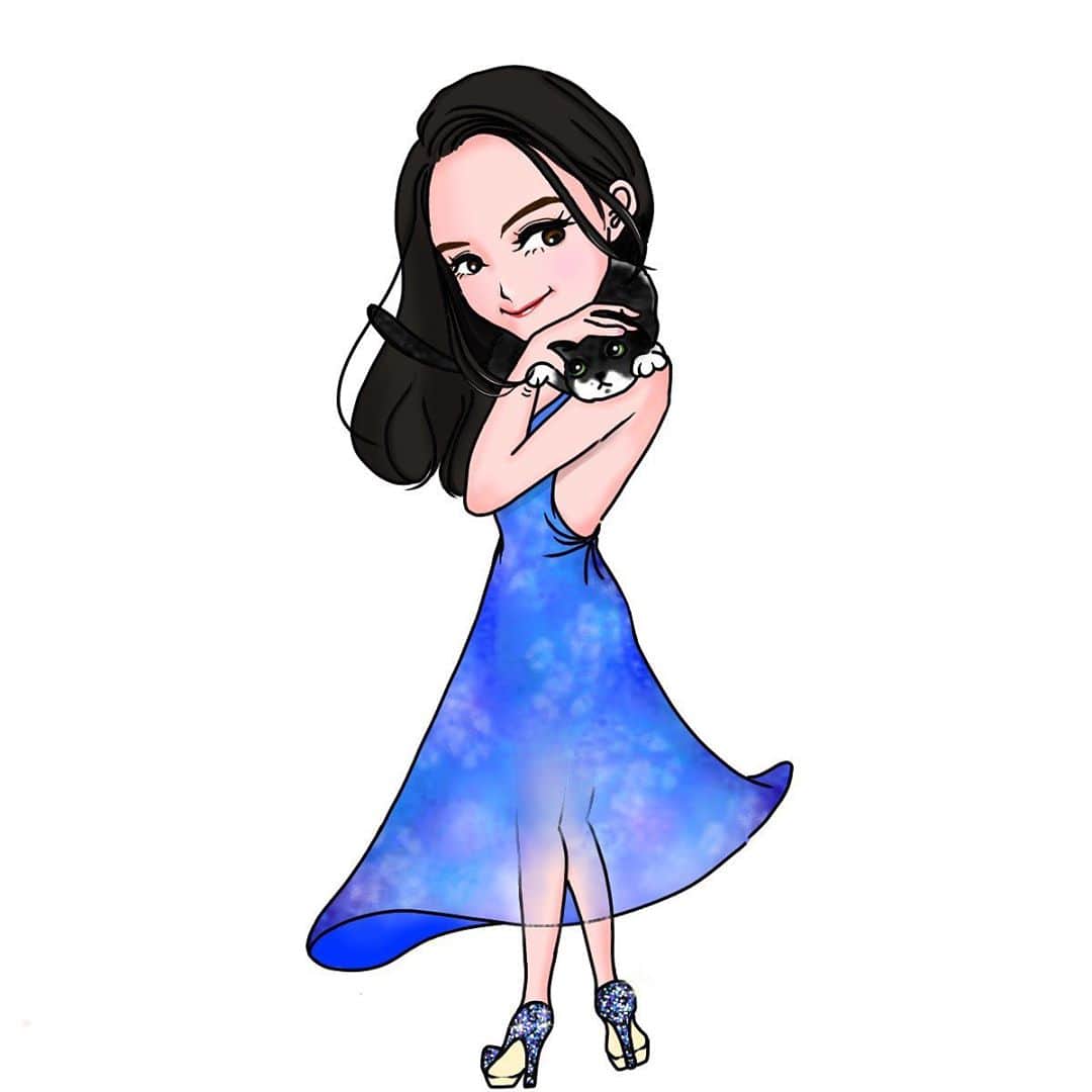 山口愛実のインスタグラム：「もえこちゃんがアバター用に描いてくれたー😭可愛すぎて素敵すぎて さすが👏 肩に乗ってるのはルーちゃんだよ❤️」