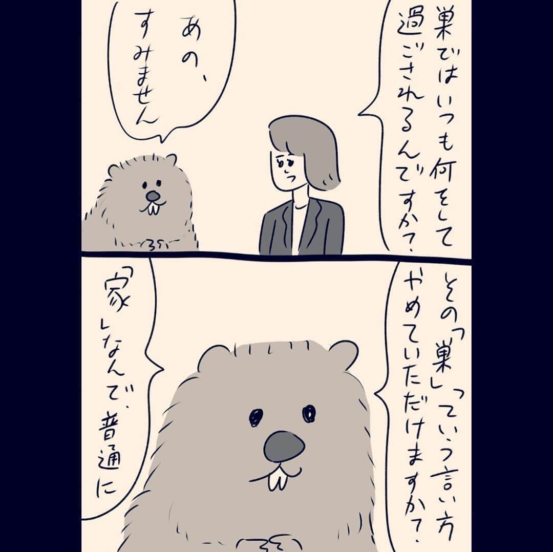 おほしんたろうのインスタグラム：「インタビューでしっかり自分の意見を言うビーバー . . . . . #おほまんが#マンガ#漫画#インスタ漫画#ビーバー」