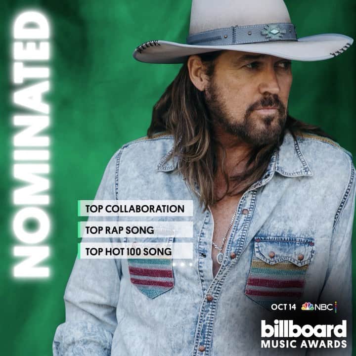 ビリー・レイ・サイラスのインスタグラム：「So honored to be nominated at the 2020 @bbmas! Can't wait for the show, October 14th at 8/7c on NBC. #BBMAs」