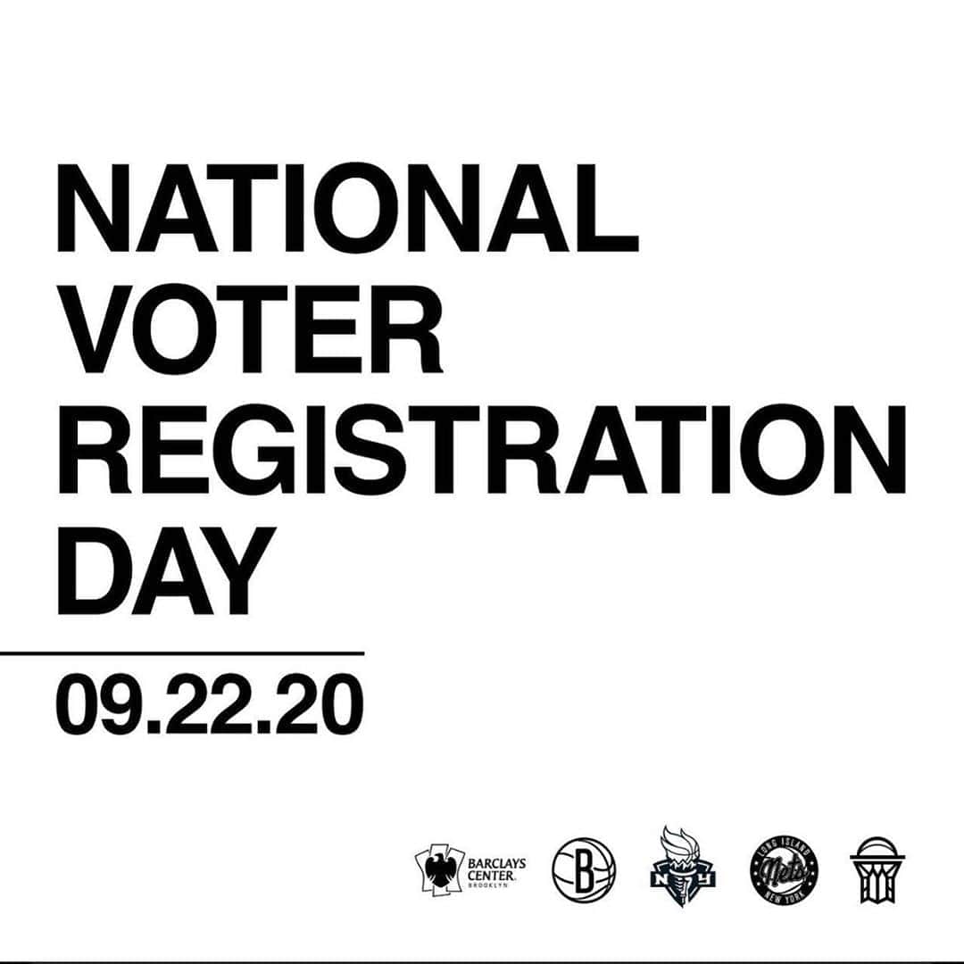 Brooklyn Netsさんのインスタグラム写真 - (Brooklyn NetsInstagram)「Brooklyn, today is National Voter Registration Day! 🗳 Register now and make an impact for our future.」9月23日 4時37分 - brooklynnets