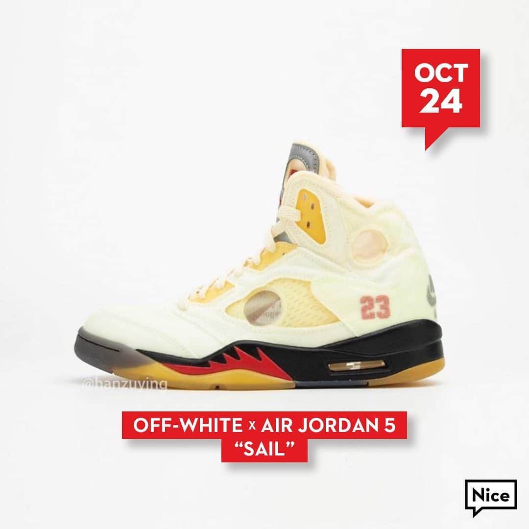 Nice Kicksさんのインスタグラム写真 - (Nice KicksInstagram)「Are these #OffWhite Jordan 5s on your list? 🤔 LINK IN BIO for all the details. (via @glitchedgarbage/@soledebrief)」9月23日 5時31分 - nicekicks