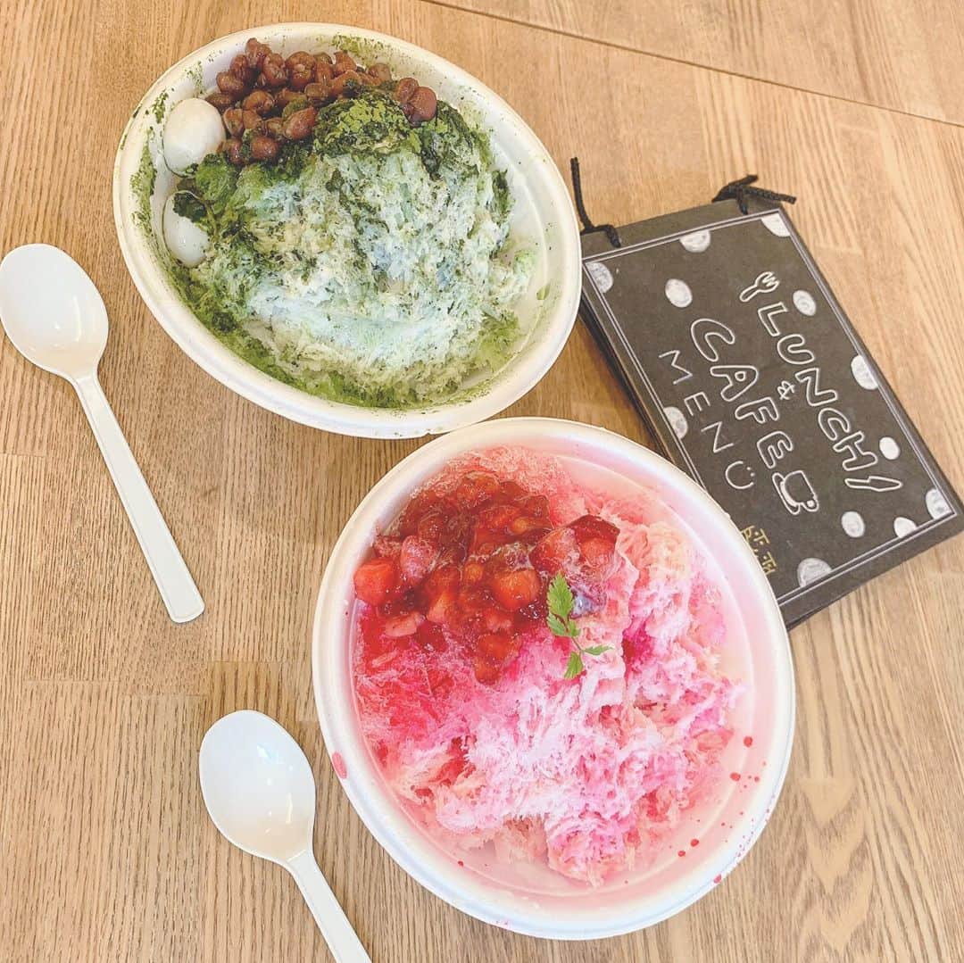 井上瑠夏のインスタグラム：「かき氷ほんっとにおいしかった〜🍓♥﻿ ﻿ .﻿ ﻿ ﻿ .﻿ ﻿ 東海テレビ﻿ SKE48は君と歌いたい﻿ 今夜22時09分〜放送ですっ🌻☻﻿ ﻿ ﻿ #夏の思い出﻿ #いちご﻿ #抹茶﻿ #かき氷 #🍧﻿ #love ﻿」