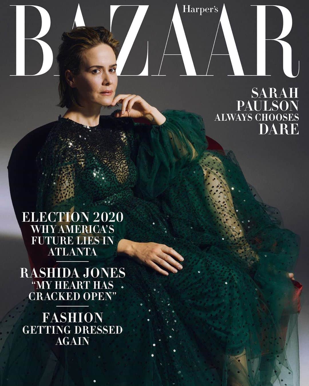 Harper's BAZAARさんのインスタグラム写真 - (Harper's BAZAARInstagram)「Introducing our October cover star, #SarahPaulson, who currently stars in @RatchedNetflix. The actress opens up to @roxanegay74 about overcoming anxiety, finding the space to be fearless, and the singular way she has navigated an industry that likes to put women in neat little boxes. “There was a wish fulfillment, magical thinking, ‘If I could be X, I could have Y,’ ” Paulson says. “The idea that the world worked in this very cut-and-dried way seemed like a way for me to manage my fear. Perfectionism is often a real consequence of being terrified.” See the full story at the link in our bio. ⁣ ⁣ Photographer: @samtaylorjohnson ⁣ Fashion Editor: @paulcavaco ⁣ Hair: @hairbyadir ⁣ Makeup: @adambreuchaud⁣ Manicure: @nailsbyemikudo ⁣ ⁣ Sarah wears @maisonvalentino」9月22日 21時00分 - harpersbazaarus