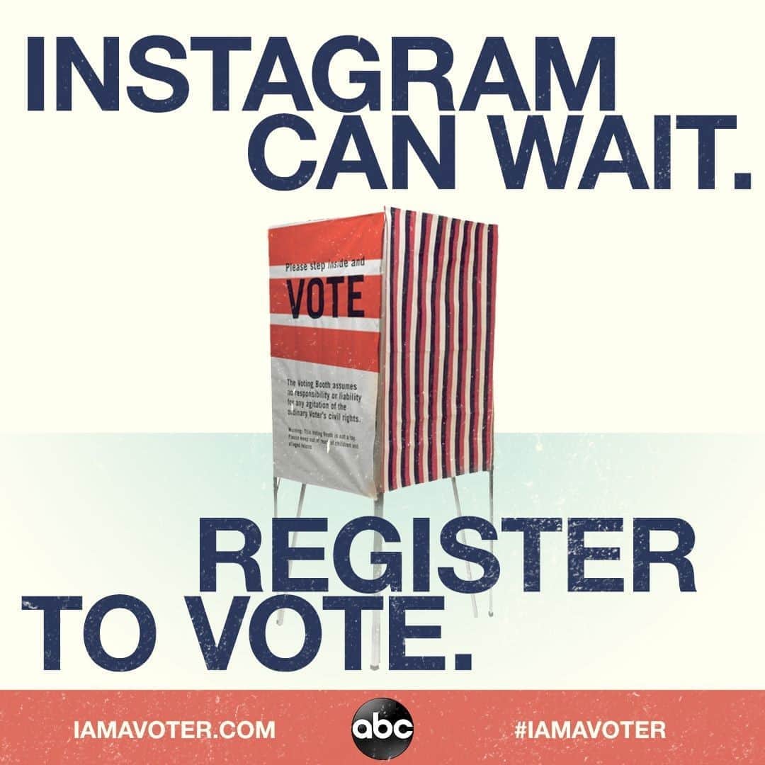 アメリカン・ブロードキャスティング・カンパニーのインスタグラム：「Scroll break! Today on #NationalVoterRegistration Day, visit iamavoter.com to make sure you're registered to vote and to receive important election information leading up to November 3rd. Use your voice! #iamavoter」