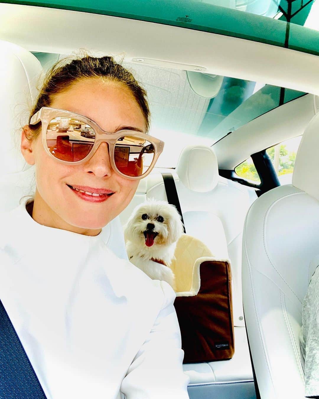 オリヴィア・パレルモのインスタグラム：「Mr. B backseat driving our ride into fall! Sayonara summer 👋」
