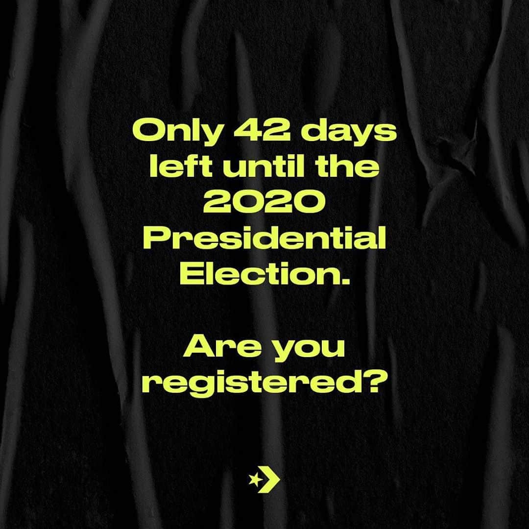 converseのインスタグラム：「Today is National Voter Registration Day. ⁣⁠⠀  ⁣⁠⠀ Listen to Converse Cons rider @sageelsesser and get yourself registered if it’s your first time casting a ballot. If it’s not your first election, you should also double-check your registration status, especially if you’ve moved recently or have a new school or home address. ⁣⁠⠀  ⁣⁠⠀ With only 42 days left, the time is now. Visit vote.converse.com to make a voting plan today.」