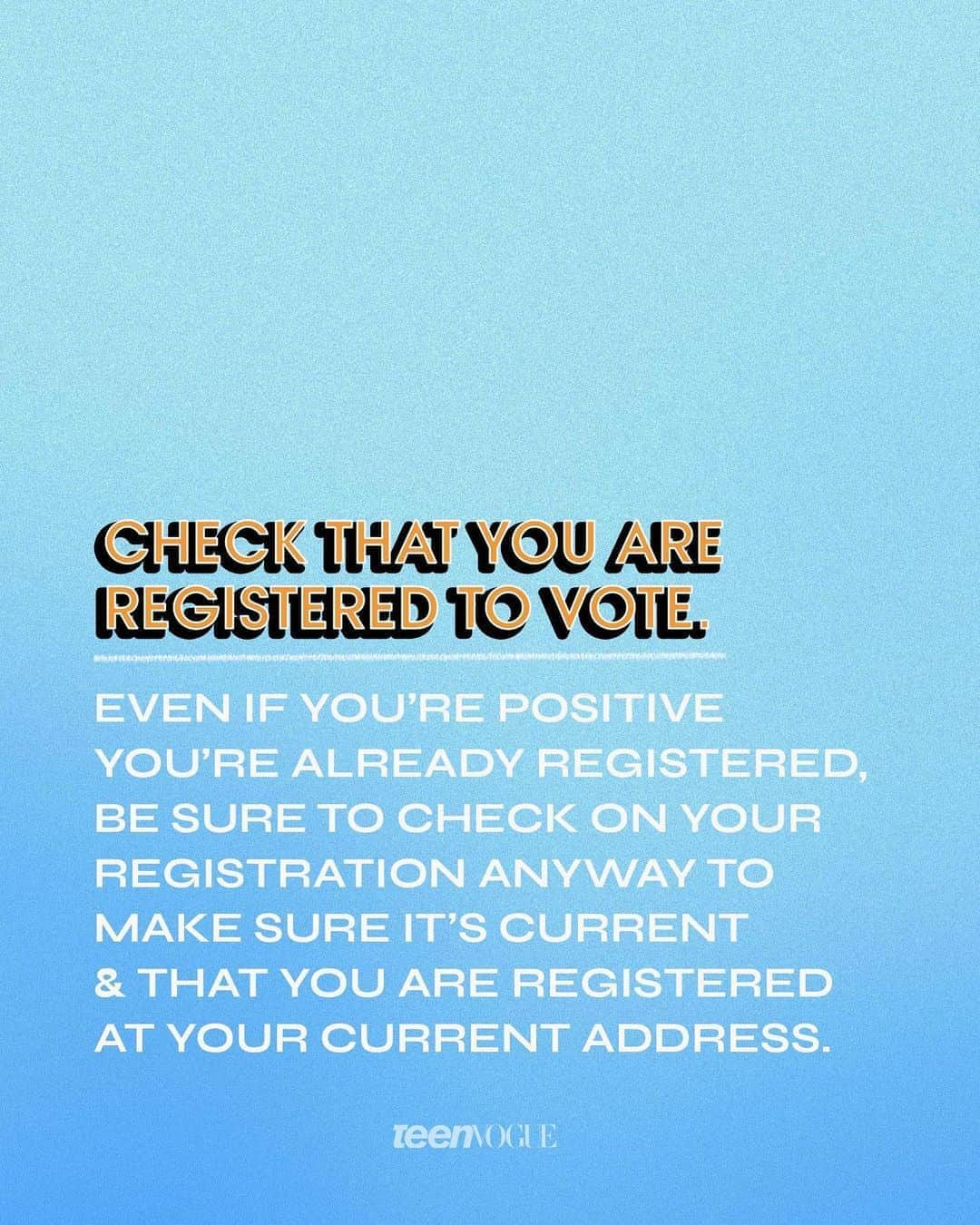 Teen Vogueさんのインスタグラム写真 - (Teen VogueInstagram)「It's #NationalVoterRegistrationDay!! Are you registered to vote? ✅ At the link in bio, find out everything you need to know about registering + making a voting plan. 🎨: @lizcoulbourn」9月23日 0時43分 - teenvogue