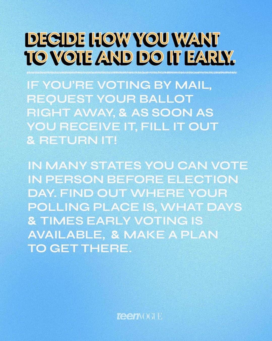 Teen Vogueさんのインスタグラム写真 - (Teen VogueInstagram)「It's #NationalVoterRegistrationDay!! Are you registered to vote? ✅ At the link in bio, find out everything you need to know about registering + making a voting plan. 🎨: @lizcoulbourn」9月23日 0時43分 - teenvogue