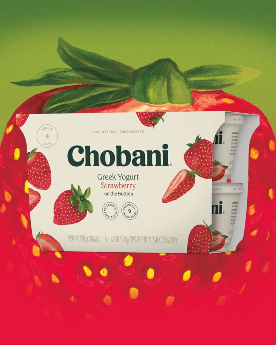 Chobaniのインスタグラム：「Fresh, picked-from-the-patch flavor—our Strawberry Greek Yogurt is always in season 🍓」