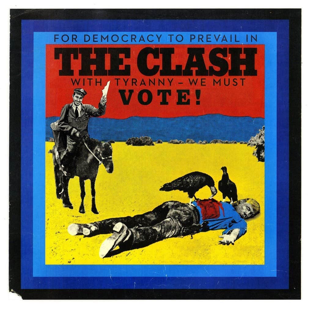 Shepard Faireyのインスタグラム：「The Clash is one of my main inspirations because they powerfully combined art with social and political statements. I made this nod to their “Give ‘Em Enough Rope” cover as a reminder that democracy only works when we vote. Power in too few hands yields tyranny is a concept I’m sure the Clash and I agree on. Under the current president, we are on the precipice of full-blown tyranny as he and his cronies disable the post office, suppress the vote, and sow doubt about the election process. Vigilant participation in democracy, in pursuit of the values of democracy, is the only remedy. Awareness is crucial... so check out these resources from Make America Smart Again @dumbisovermasa (link in bio) to make sure you know the voter registration and mail-in ballot information in your state! -Shepard」