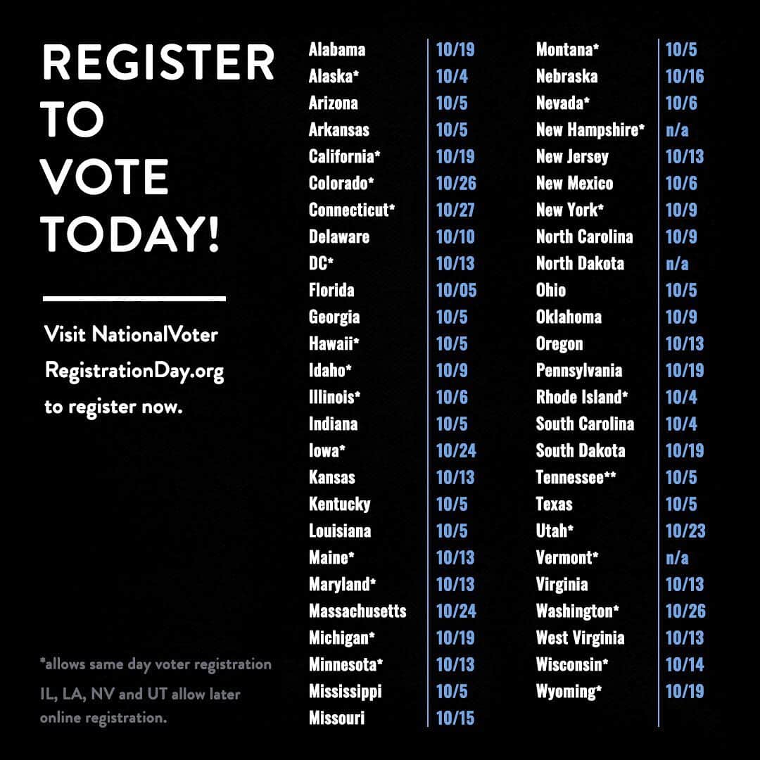 デミ・ロヴァートさんのインスタグラム写真 - (デミ・ロヴァートInstagram)「It’s #NationalVoterRegistrationDay 🎉🗳🇺🇸❤️ It’ll take less than 2 minutes. Register RIGHT NOW at NationalVoterRegistrationDay.org」9月23日 2時48分 - ddlovato