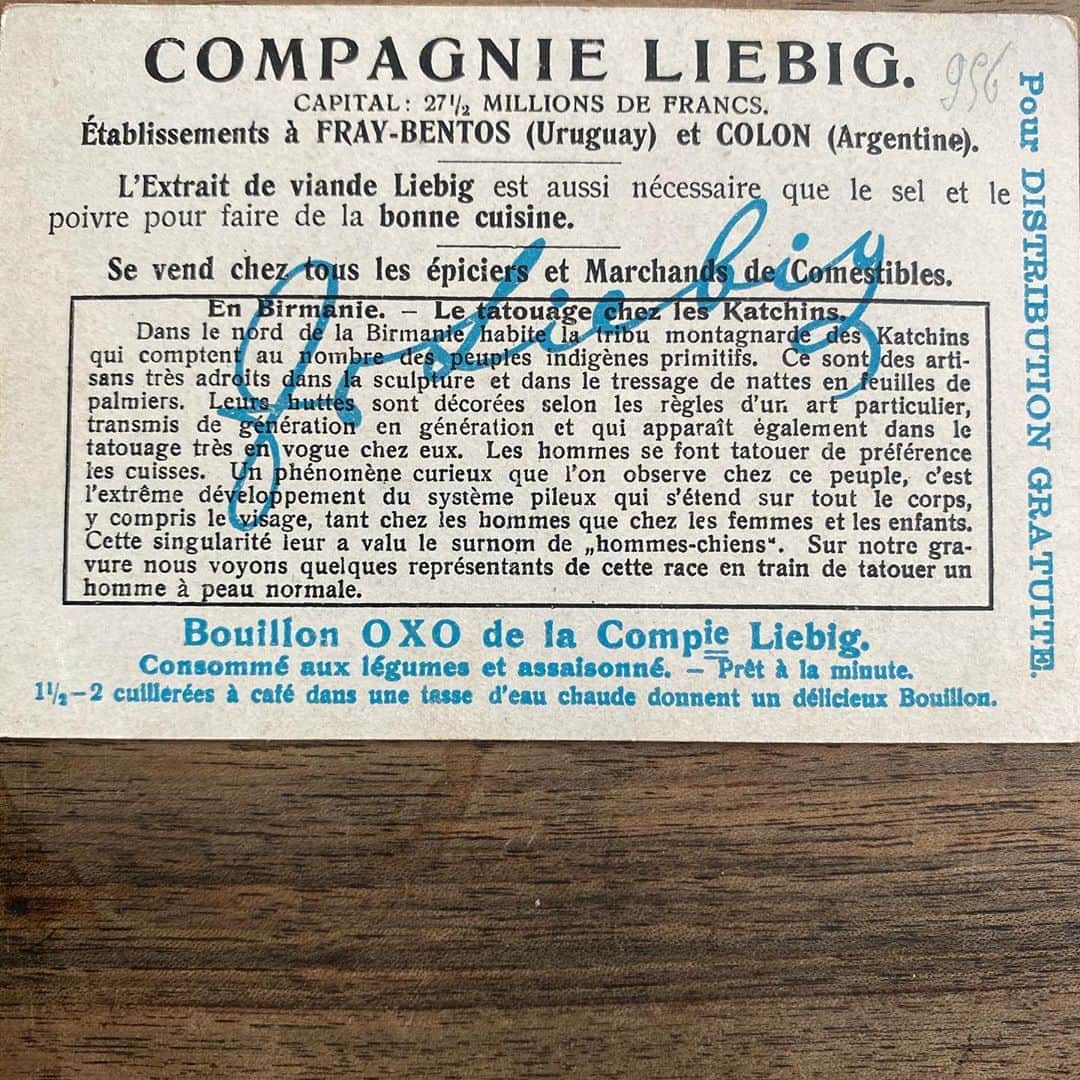 アムステルダム・タトゥー・ミュージアムのインスタグラム：「Help me with info on this card the talk about a tattooed tribe caled the dog people the katching from birma」