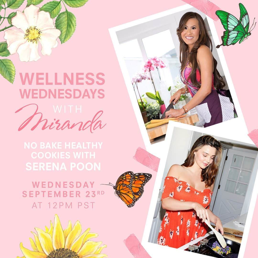 ミランダ・カーさんのインスタグラム写真 - (ミランダ・カーInstagram)「Can’t wait for Wellness Wednesday tomorrow with @chefserenapoon to make some No-Bake Superfood Cookies 🍪 🌈 Serena is a chef, nutritionist and reiki master, and I’m so excited for you to join and bake with us live at 12pm PT 👩🏻‍🍳 🥰 The recipe can be found in my stories 💖」9月23日 3時04分 - mirandakerr