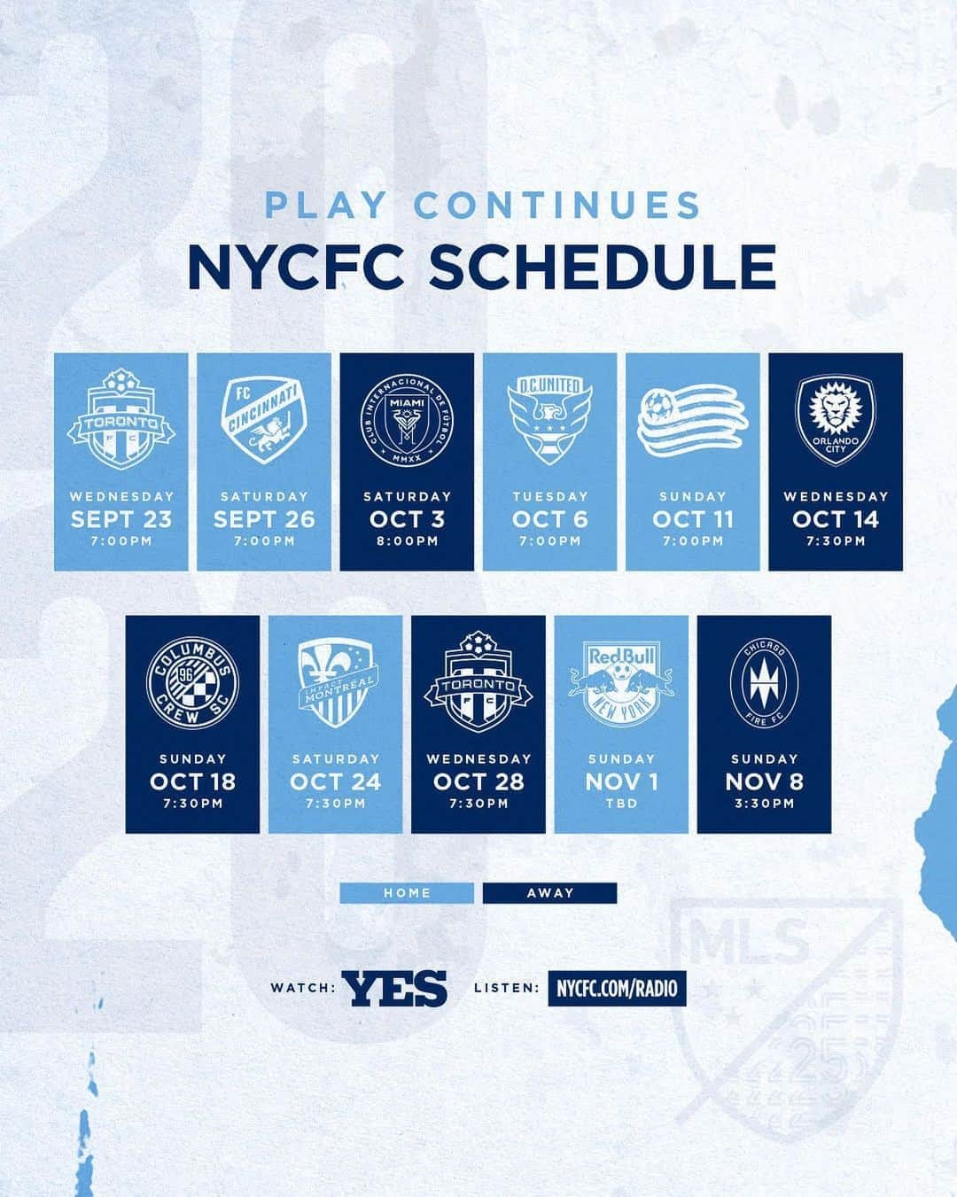 ニューヨーク・シティFCさんのインスタグラム写真 - (ニューヨーク・シティFCInstagram)「The road through the rest of the regular season is set 👀🗓 #nycfc」9月23日 3時05分 - nycfc