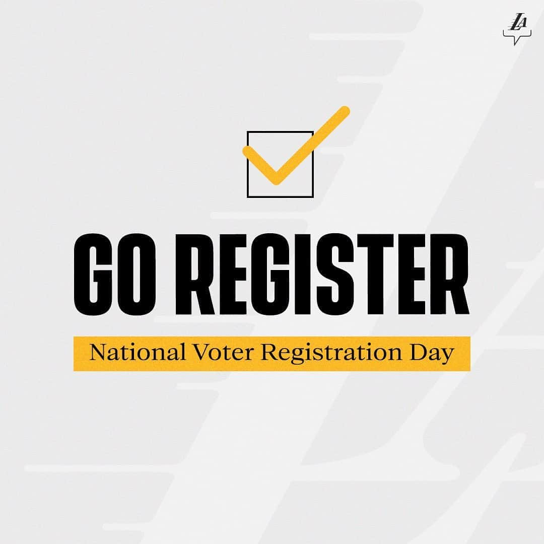 Los Angeles Lakersさんのインスタグラム写真 - (Los Angeles LakersInstagram)「Make your voice heard. Register to vote today with the link in bio. #NationalVoterRegistrationDay」9月23日 3時01分 - lakers