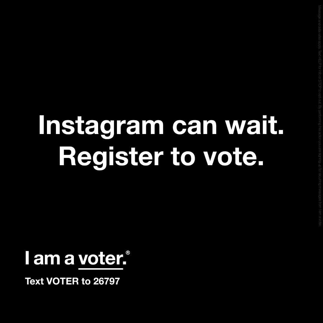 キャサリン・メーニッヒのインスタグラム：「Today is #nationalvoterregistrationday Text VOTER to 26797 to register to vote, and learn if you’re eligible for early voting or vote by mail. Request your mail in ballot. 📫If you’ve already done all that, take this time to call friends and family and make sure they’re all set!」