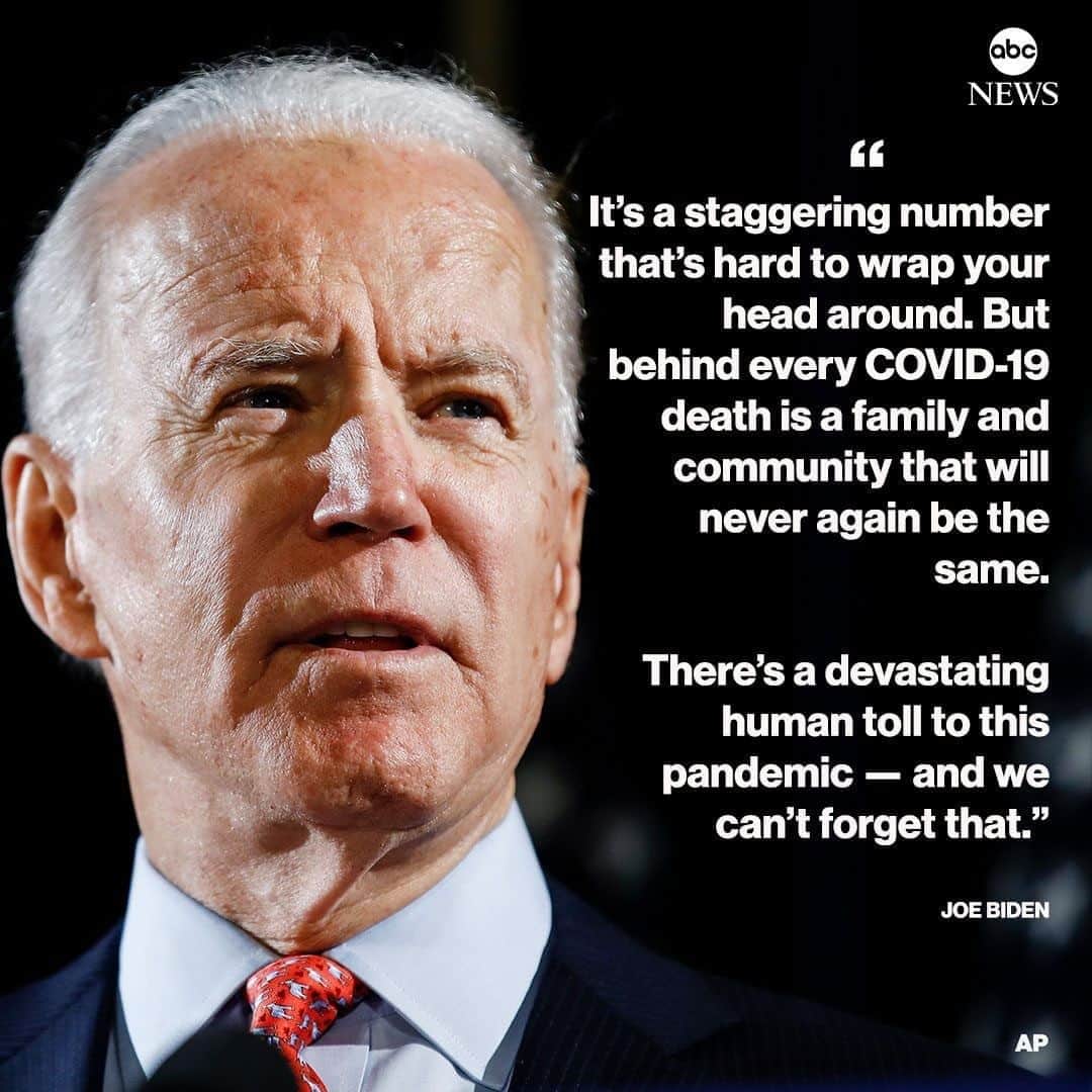 ABC Newsさんのインスタグラム写真 - (ABC NewsInstagram)「Joe Biden on U.S. surpassing 200,000 deaths: "There’s a devastating human toll to this pandemic — and we can’t forget that." #joebiden #covid19 #coronavirus #donaldtrump」9月23日 4時15分 - abcnews