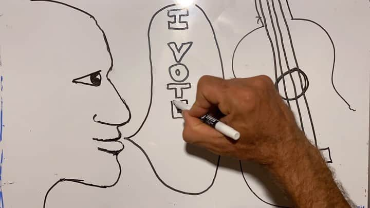 ジャック・ジョンソンのインスタグラム：「What do you vote for? Healthy oceans, racial justice, family farmers, safe schools...there are so many reasons to vote in the November 3rd election.   It’s National Voter Registration Day! Check your voter registration status and enter to win an ukulele signed by Jack! (link in bio) Or Register to Vote today with @headcountorg at headcount.org. Don’t wait another day. (Animation by Jack)   #VoteReady #Vote4Aloha #NationalVoterRegistrationDay #JustVote #TheFutureIsVoting #IVoteFor #WhatMatters2020#RocktheVote」