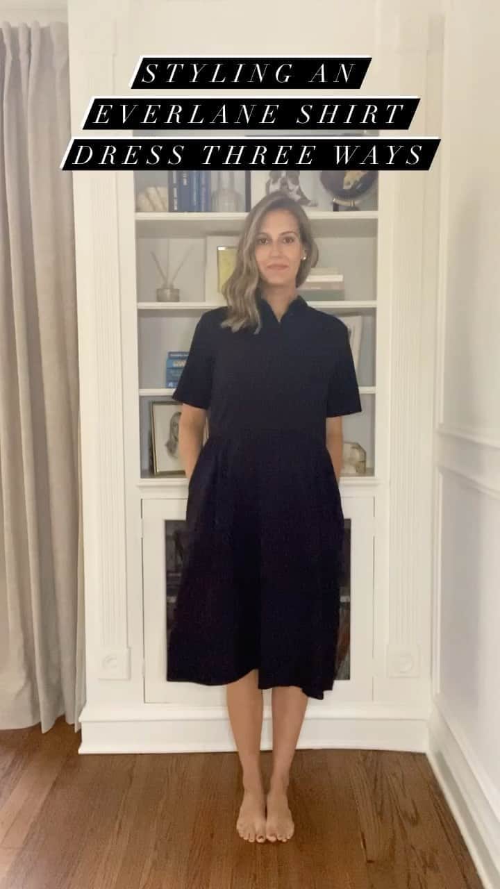 Anna Jane Wisniewskiのインスタグラム：「My first reel! Styling an @everlane shirt dress three ways in the third trimester is no easy feat. It took entirely way too long but it was pretty fun. Bear with me. Do we like these?」
