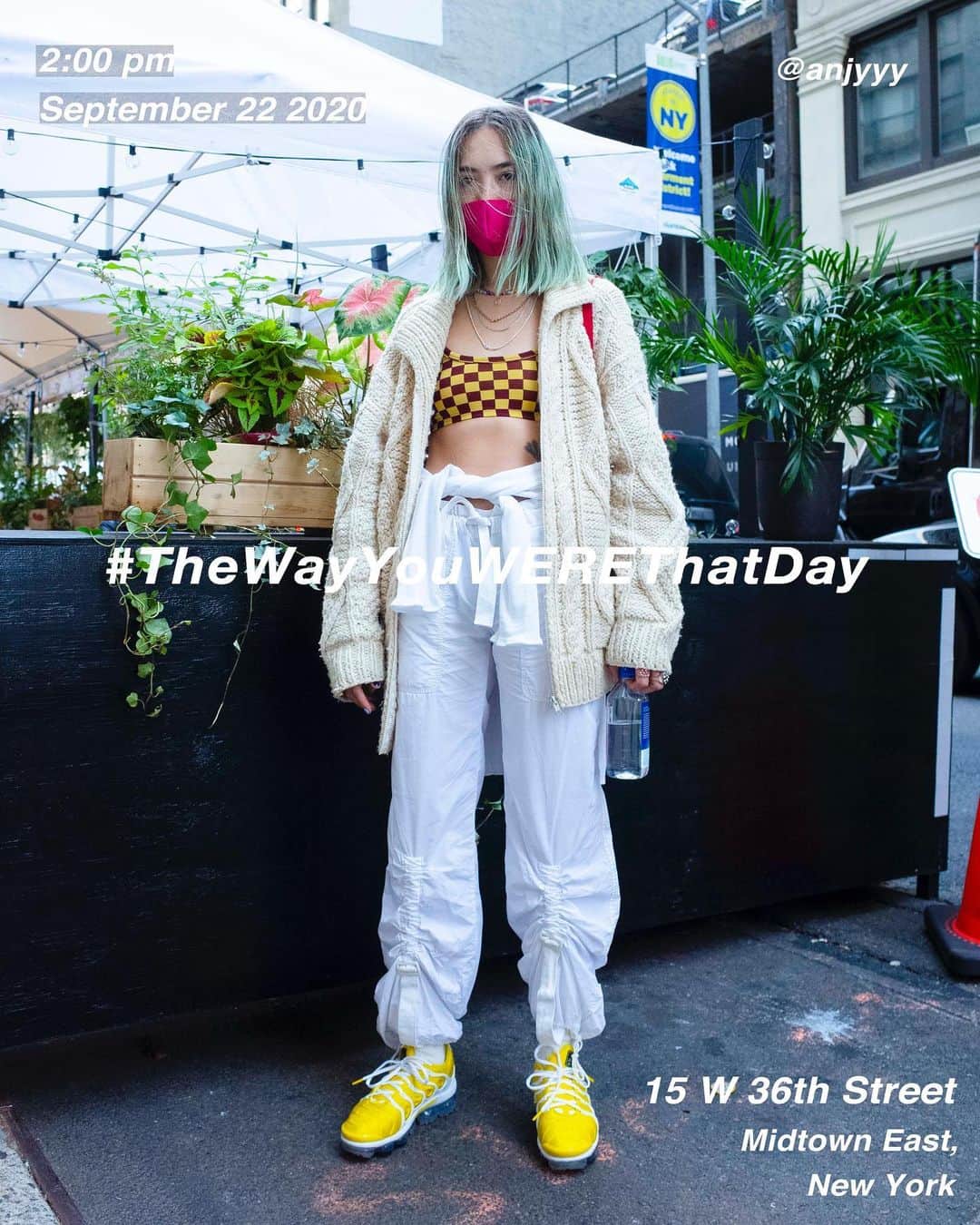 筒井心一のインスタグラム：「@anjyyy on 15 #West36thStreet at 2:00 pm, September 22 2020, #NewYork ﻿ #OutfitOfTheDay = #TheWayYouWEREThatDay  #TWYWTD #ShinichiTsutsui」