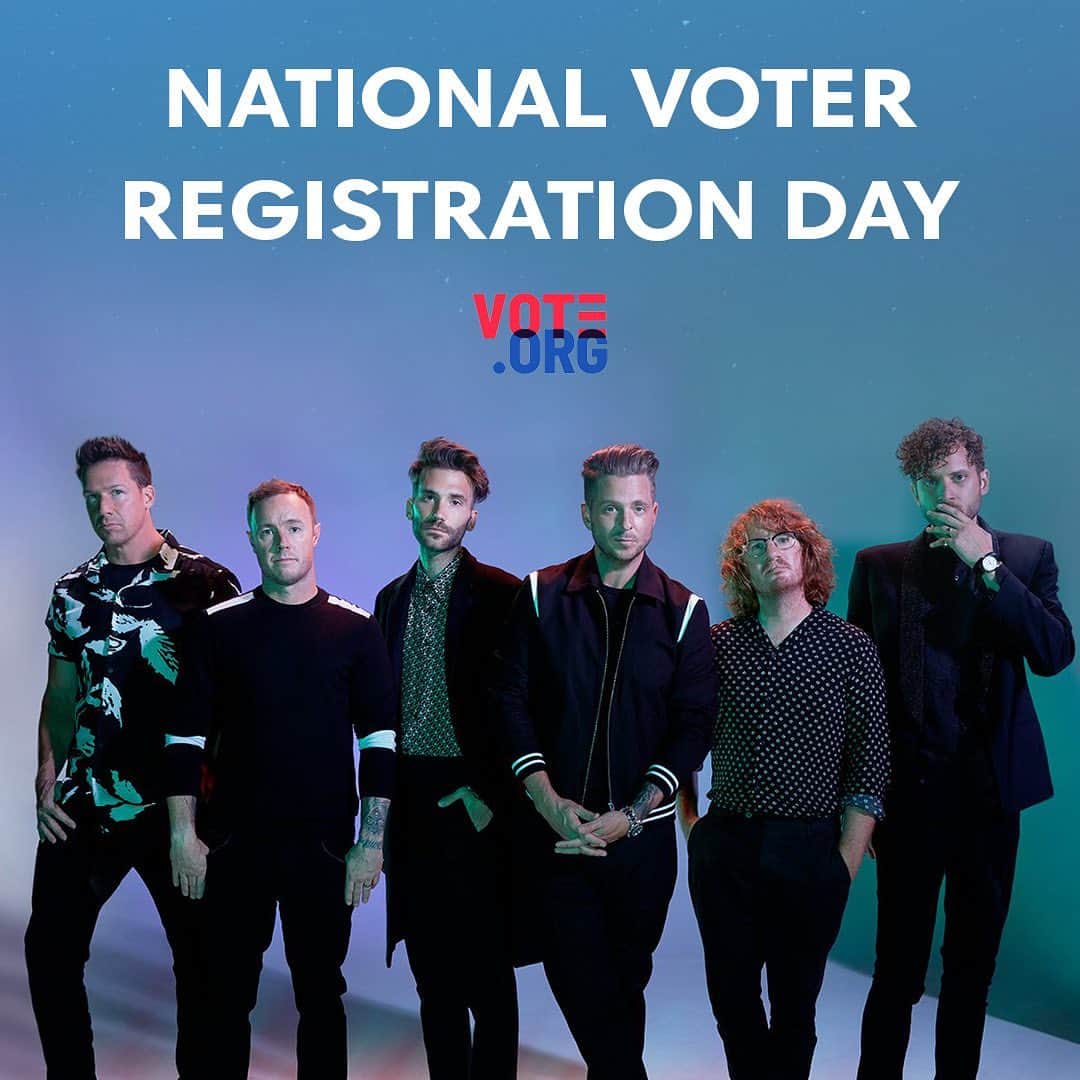 OneRepublicさんのインスタグラム写真 - (OneRepublicInstagram)「Today is #NationalVoterRegistrationDay in the US! If you’re unsure if you’re registered to vote, head to Vote.org. Do your part and make sure you are #VoteReady for November 3rd, and then VOTE.」9月23日 7時01分 - onerepublic