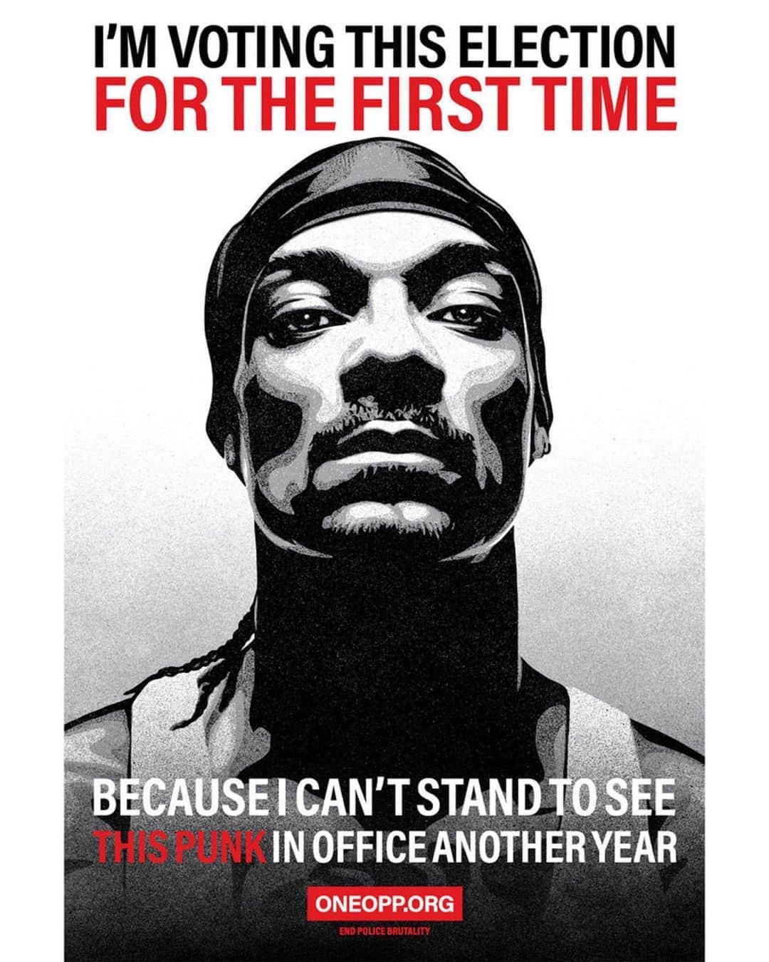 Shepard Faireyのインスタグラム：「I’m honored to create this portrait of @snoopdogg for @rockthevote, @1votecloser, and @oneopporg's online voter registration drive, #VoteWithSnoop!… I’ve been a fan since The Chronic came out! I’m grateful to Snoop for being outspoken, stepping up civically, and showing that it’s never too late to empower oneself by voting! Posters of this portrait will be placed in several cities around the country, be on the lookout!  -Shepard  "This is gonna be the first election I am voting in. How the system is set up, I honestly didn't know that I was allowed to vote based on my past history. My record has been expunged so I'm gonna be out there this election. I have to get involved. As I'm looking around at what is happening in the world right now, I know that we need to make an immediate change and we can't sit back idle, which is why, along with OneOpp, I've partnered with Rock The Vote and 1VoteCloser. I'm gonna use my voice and Influence to let people know that the only option is to get out and vote." -Snoop Dogg」