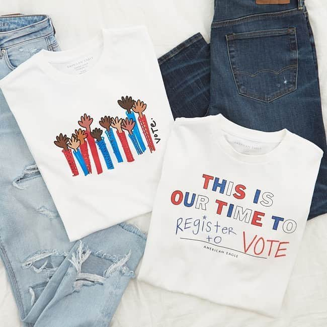 American Eagleさんのインスタグラム写真 - (American EagleInstagram)「Today is #NationalVoterRegistrationDay! 🇺🇸 So if you haven’t yet, text MYVOTE to 40649 to register with @HeadCountOrg -- and if you have, tag 5 friends who might need a *gentle* reminder #THISISOURTIME」9月23日 7時07分 - americaneagle