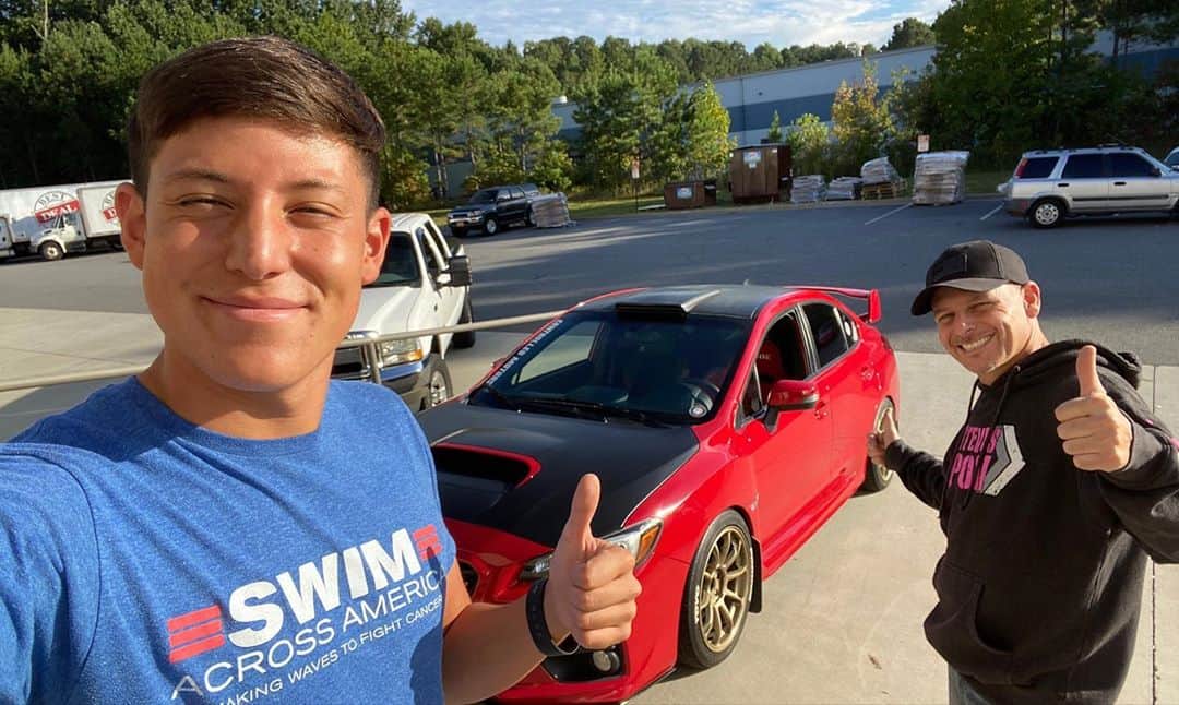 スティーブのインスタグラム：「The car community is filled with incredible people from coast to coast and all around the world for that matter but few are as special as Brandon is from @controlled_motors in Alpharetta Georgia.  Brandon has done more for us than we can explain and today we flew to Atlanta to say thanks in person.  Video coming soon!! WRX STI 久しぶりの登場！本日アトランタまで見に行きました！この車のこれからに関しては次回のユーチューブをみててね」