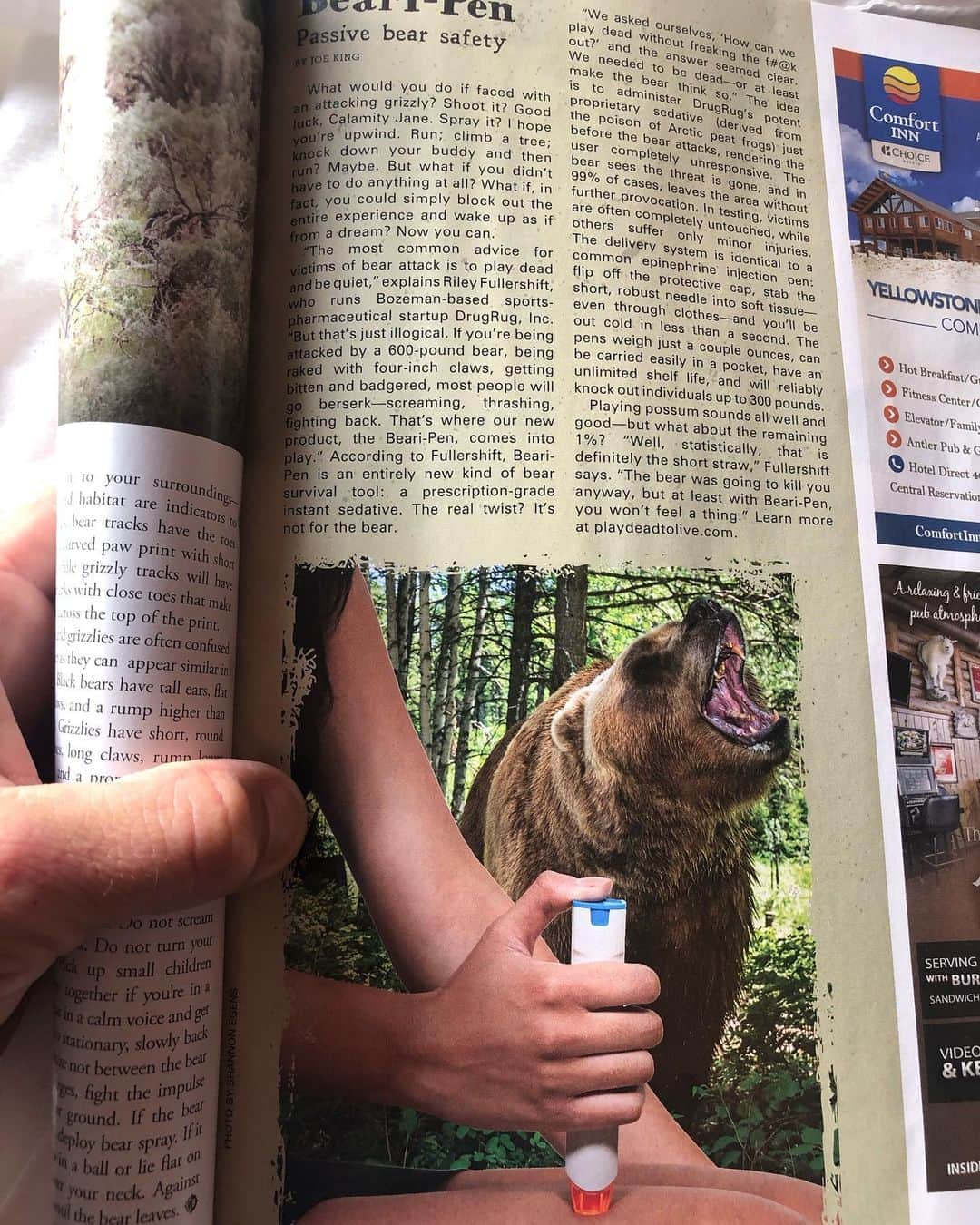 Brent Ehrlerさんのインスタグラム写真 - (Brent EhrlerInstagram)「I love good ideas! Play dead so a grizzly won’t kill you. This is literally a pen that will knock you out in 1 second. Best quote in the article “the bear was going to kill you anyway, but at least with Beari Pen, you won’t feel a thing.” Genius!😂 #playdeadtolive」9月23日 9時12分 - brentehrlerfishing