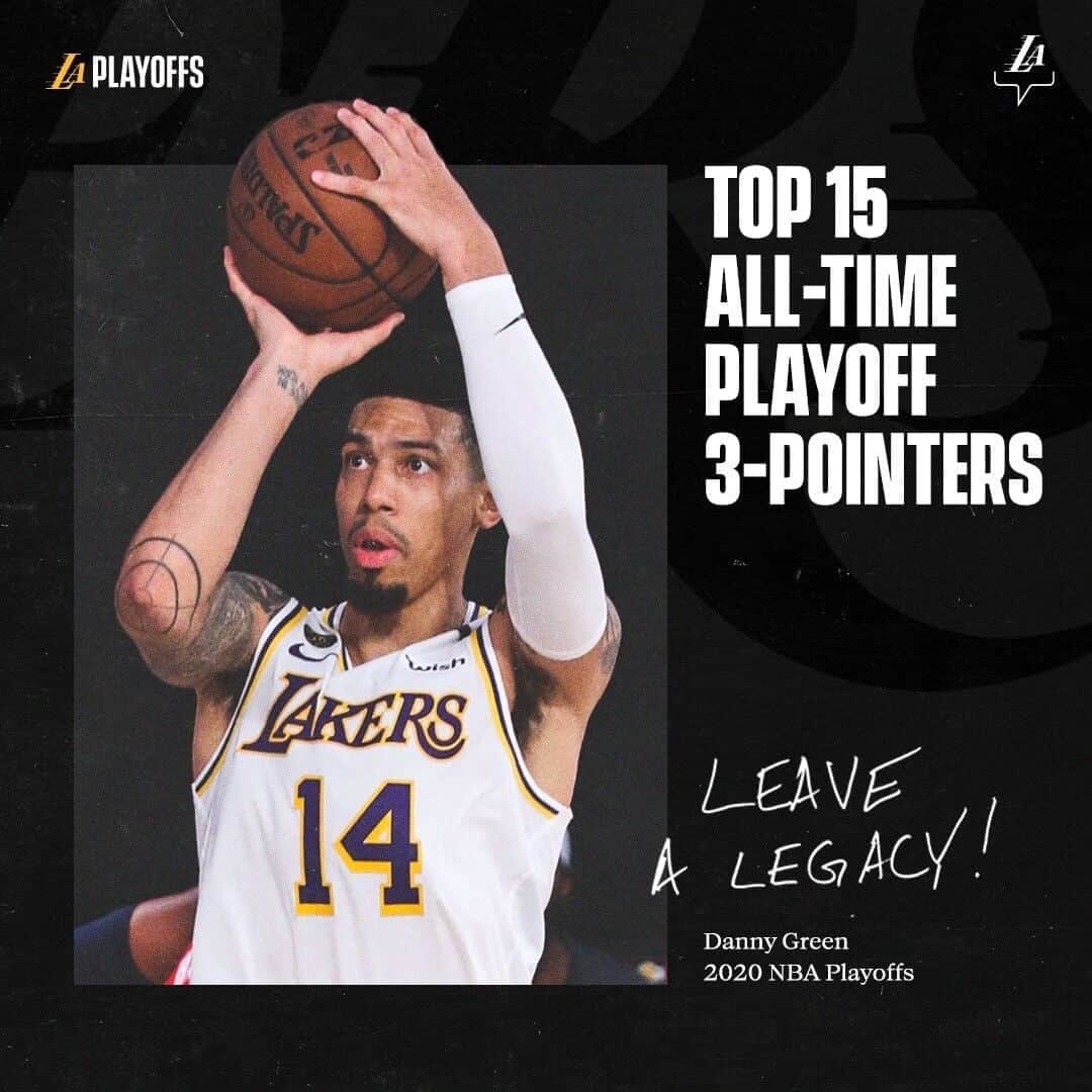 Los Angeles Lakersさんのインスタグラム写真 - (Los Angeles LakersInstagram)「Congrats to @greenranger14 for reaching the all-time top 15 in playoff triples!👌」9月23日 10時12分 - lakers