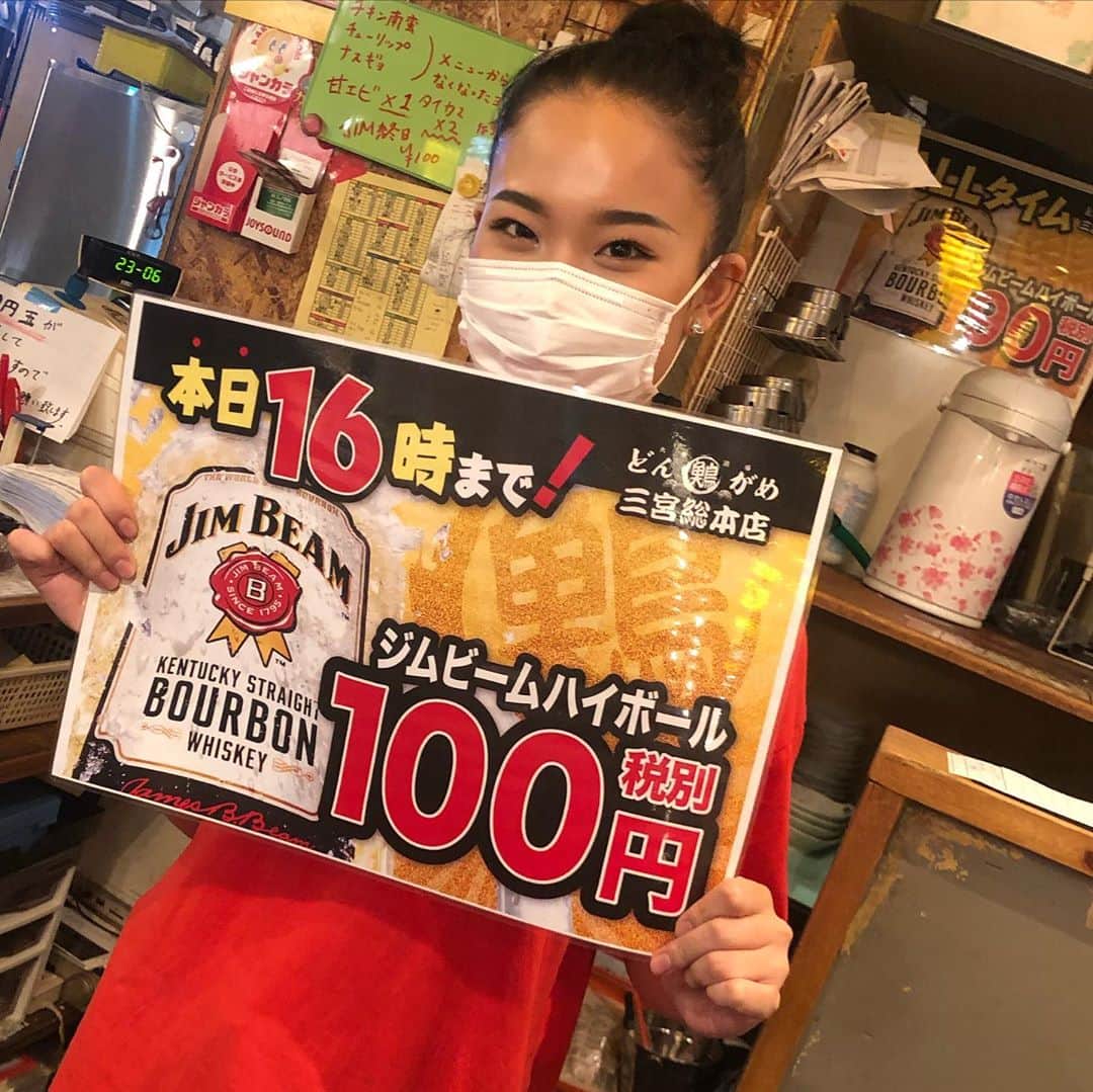 どんがめ三宮総本店のインスタグラム：「［2020/09/23-25］3日間🍺  毎度まいど、連日沢山の御来店おーきに！  本日より　New企画！ 【平日16時マデJIM BEAMハイボール　な、な、なんと100円】  好評だったら来週以降も継続しちゃう♡  どんがめ三宮総本店は毎日11時30分から24時30分までにぶっ通し営業中！！！  写真は　#看板娘 N 2枚目は#看板息子　竹ちゃん  お昼は　竹ちゃん、りさ、まりあ、マリックで元気に営業しますー！！ みんなきてねー。  #どんがめ　#三宮　#三ノ宮　#ハイボール　#ハッピーアワー　#昼飲み  #昼から飲めるお店 #ランチ　#定食　#三宮ランチ　#喫煙が出来る店 #喫煙可 #喫煙可能店 #どんがめ行くたび足の置き場に困る #どんがめ行くたびに足置き場に迷う #どんがめ行くたびに足置き場に迷うが慣れた」
