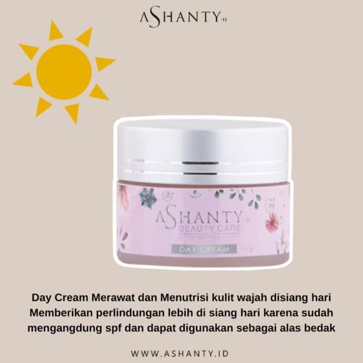 ASHANTY BEAUTY CREAM OFFICIALのインスタグラム：「Day Cream Merawat dan Menutrisi kulit wajah disiang hari. Memberikan perlindungan lebih di siang hari karena sudah mengangdung spf dan dapat digunakan sebagai alas bedak ✨  _____________________________ Informasi dan pemesanan  Ashanty Beauty Cream Chat Via WA : WA: 081287388885 WA: 081293823950 WA: 087778489900 WA: 085781140354 ⚡️ Fast Respons Click Link On Bio Instagram @ashantyid ❣️ ______________________________ #ashantybeautycream #creamashanty #skincareashanty #skincare #skincareartis #skincarelokal #creamwajah #creamperawatanwajah #obatjerawat #jerawat #kosmetik #krimwajah #creamwajah #whiteningcream #ashantyid #ashanty」