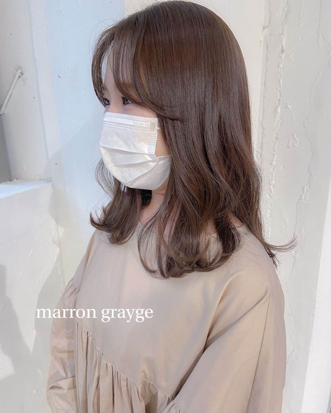 佃加菜のインスタグラム：「marron grayge "仕事先で怒られないベージュ♡" . ブリーチしないで再現する7〜8トーンのベージュカラー (ベースの色によります♡) バイト先や仕事先で厳しい方もお気軽にご相談ください♡ .」