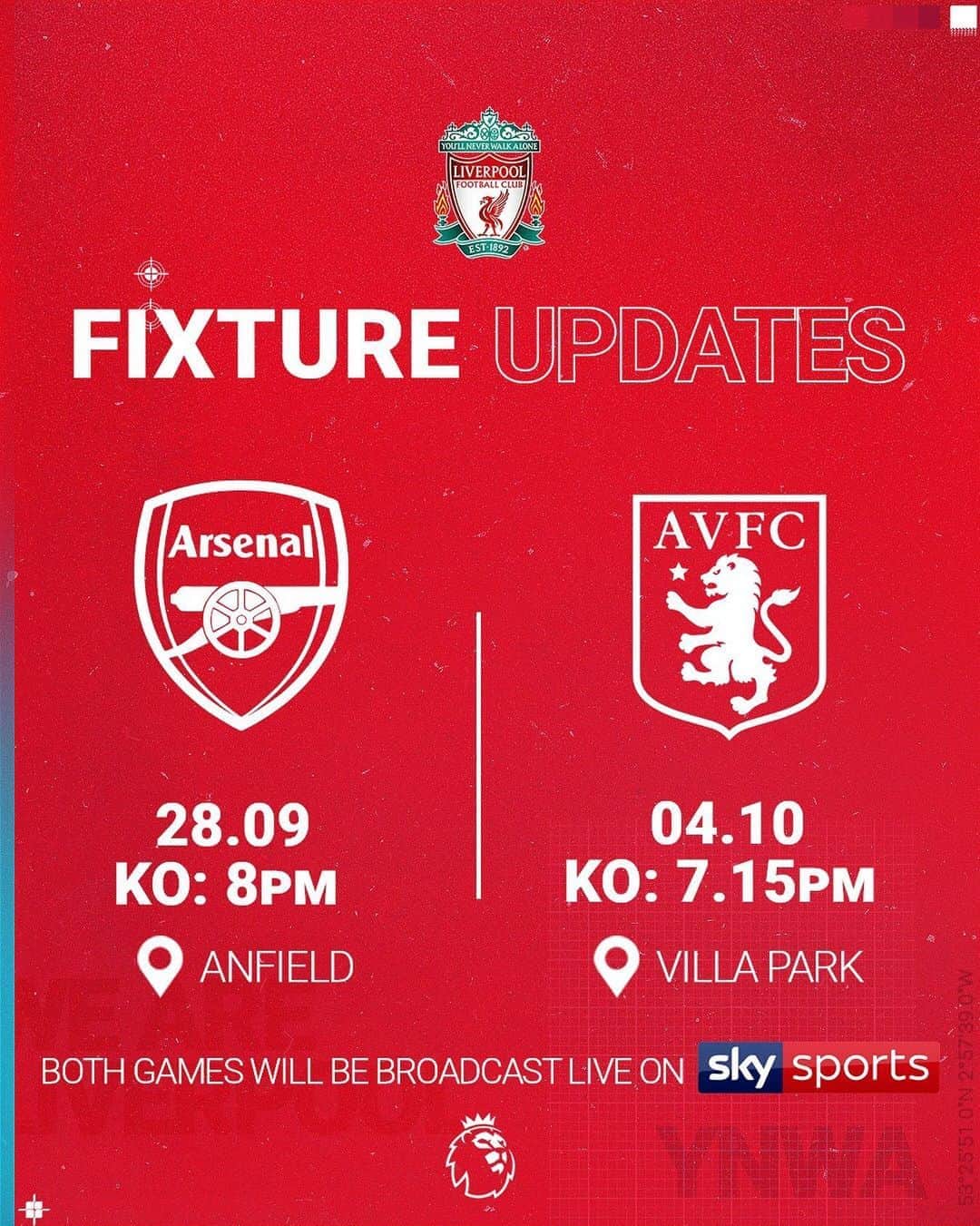 リヴァプールFCさんのインスタグラム写真 - (リヴァプールFCInstagram)「New fixture details confirmed for next week’s @premierleague games 🔴 #LFC #LiverpoolFC #Liverpool #PremierLeague」9月24日 0時09分 - liverpoolfc