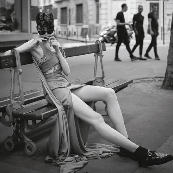 アンダーグラウンドのインスタグラム：「The Original Apollo Creeper featured here in Numero Magazine Russia.⁠ ⁠ This option in black leather with a leopard print "pony" apron.⁠ ⁠  #Model @marieknc__ @elitemodelworld is the RUNAWAY GIRL wearing HAUTE COUTURE for @numero_russia .  #Photographer @benjaminkanarek . #Director @frederiquerenaut . Co-Creative Directors @benjaminkanarek & @frederiquerenaut . #Stylist @byjeanluc . #HairStylist @stephanebodin @b_agency . #MakeUpArtist @phophiemathiasmakeup @airportagency using @diormakeup . #CastingDirector @Ivanof_aleks . and featuring @stephanejaffrain as #BOWIE .  Digital: @retoucher_sova . #StylistAssistant @_princetamara_ . #Production @inhousepublicity . Haute Couture dress by @ralphandrusso」