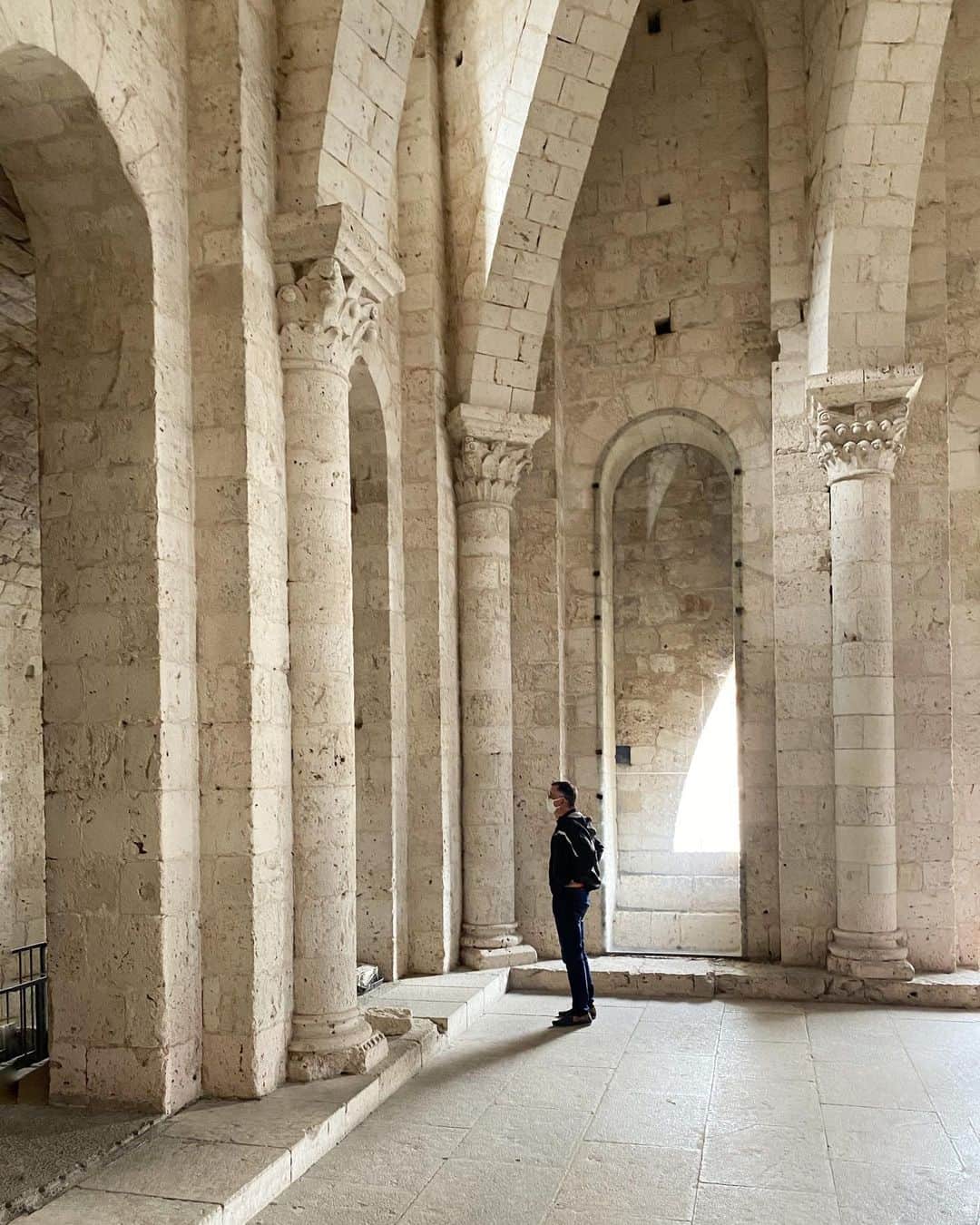 ギャランス・ドレのインスタグラム：「In the Moissac Abbey (which is a masterpiece) with my beloved papa.」