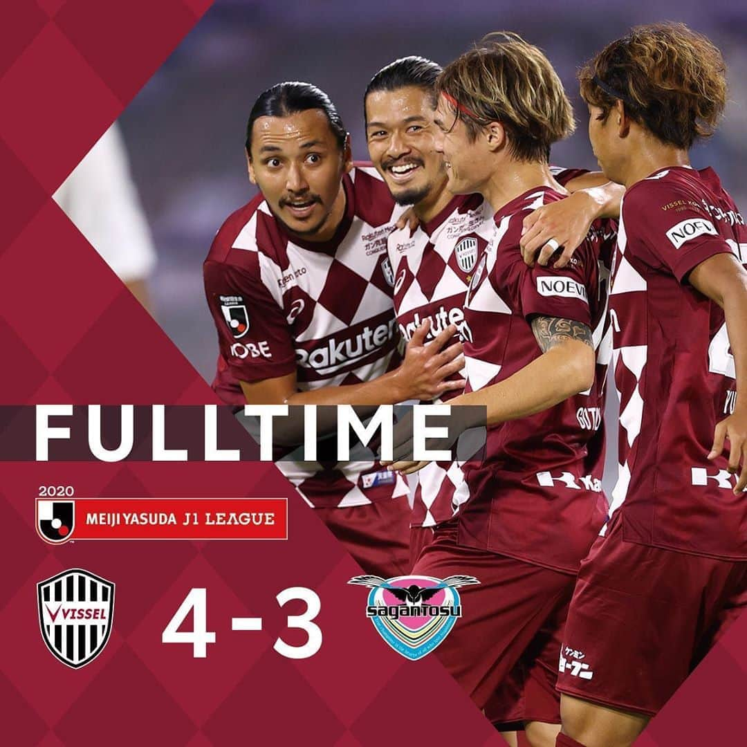 ヴィッセル神戸さんのインスタグラム写真 - (ヴィッセル神戸Instagram)「[FULLTIME]  . VISSEL KOBE　4‐3　SAGAN TOSU . 1-0 HOTARU YAMAGUCHI(9') 1-1 TAKESHI KANAMORI(17') 2-1 ANDRES INIESTA(20') 2-2 RIKI HARAKAWA(51') 3-2 KYOGO FURUHASHI(55') 4-2 KYOGO FURUHASHI(68') 4-3 DAICHI HAYASHI(71') . #vissel #visselkobe #ヴィッセル神戸 #WeAreKobe #神戸 #kobe #一致団結 #JLeague #jリーグ #KobeForeverForward #DAZN」9月23日 20時58分 - visselkobe